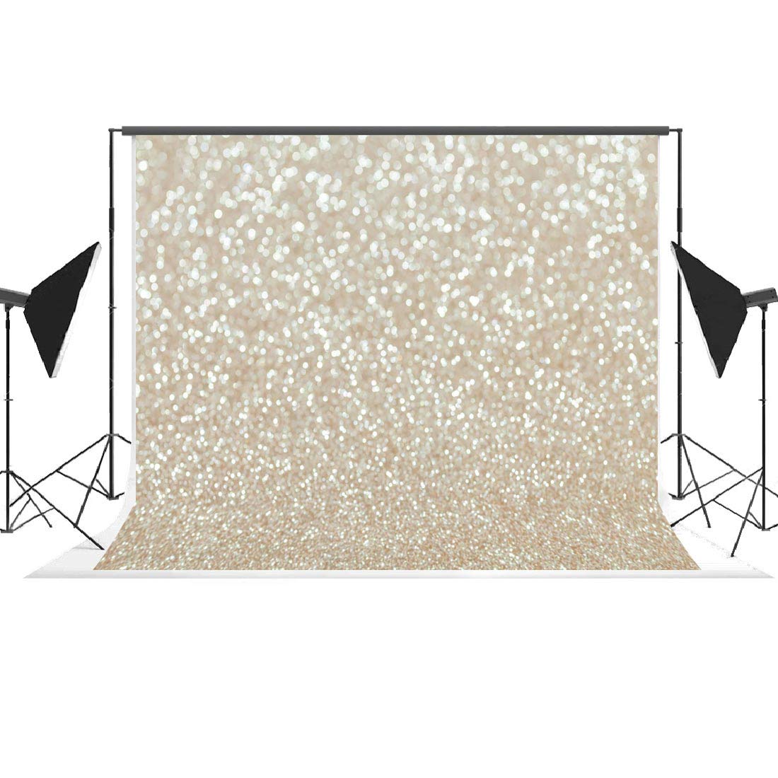 White Gold Abstract Photography Backdrop Golden Spots Shinning?Not Glitter Background Weeding Baby Shower Newborn Baby Portrait Photo Studio Props White Gold Abstract Bokeh Background