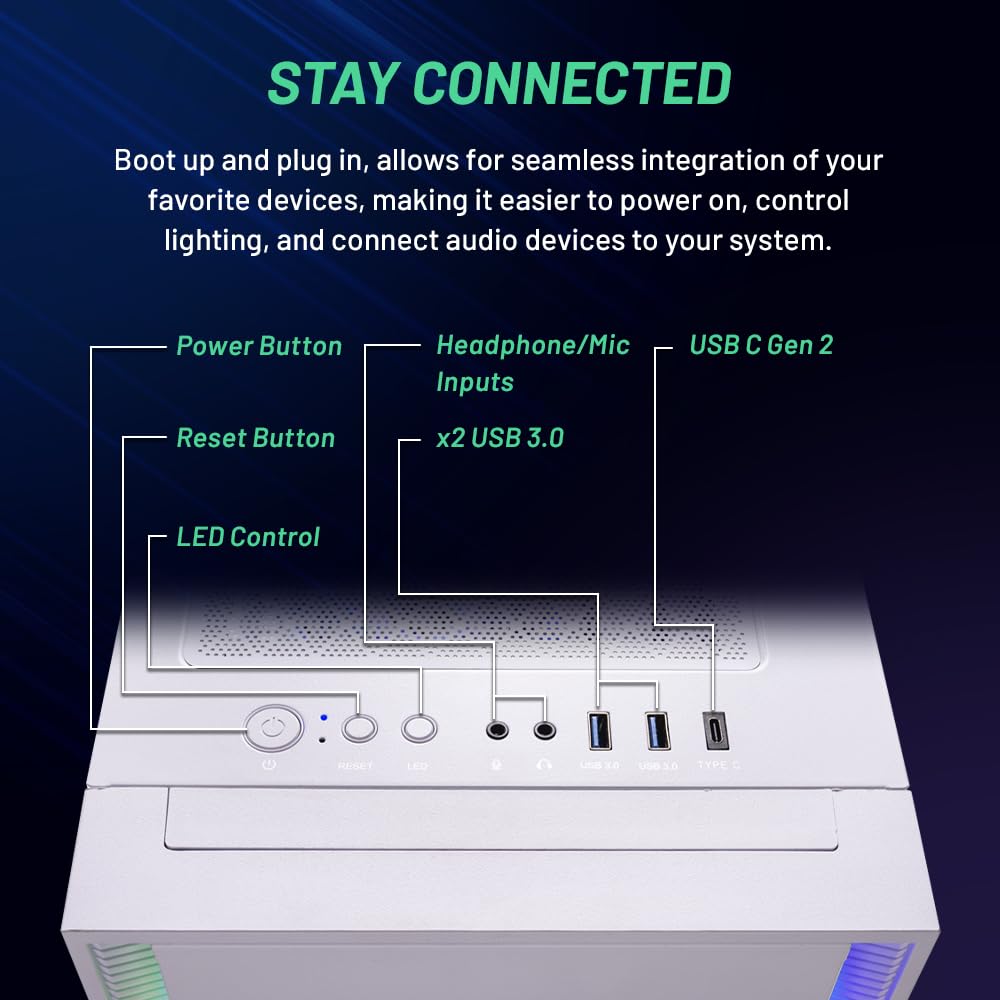 Skytech Gaming Shadow Gaming PC Desktop – Intel Core i7 13700F 2.1 GHz, NVIDIA RTX 4060, 1TB NVME SSD, 16GB DDR4 RAM 3200, 600W Gold PSU, 360mm AIO, 11AC Wi-Fi, Windows 11 Home 64-bit,Black