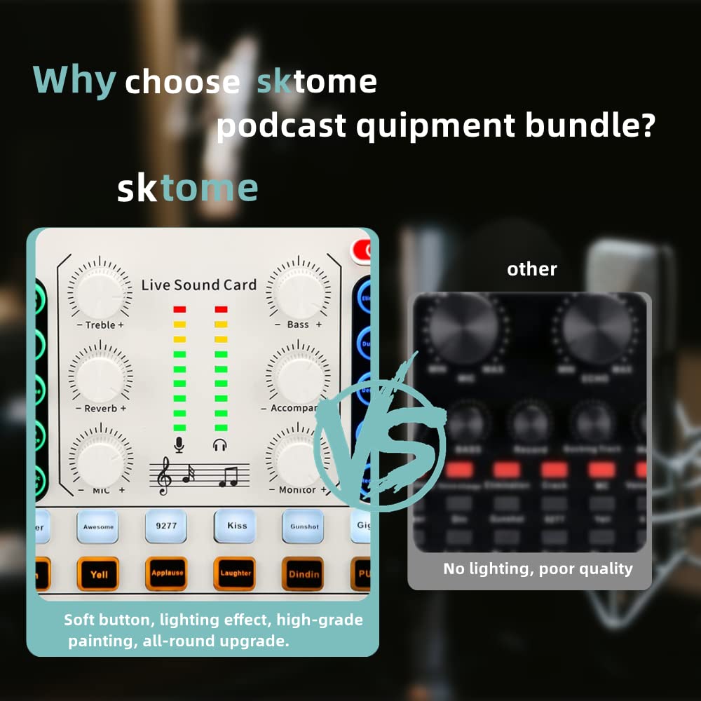sktome Podcast Equipment Bundle for 2, V8s Voice Changer with BM-800 Podcast Microphone Bundle - Studio Condenser Microphone Perfect for Podcasting, Recording, Singing, Streaming and Gaming