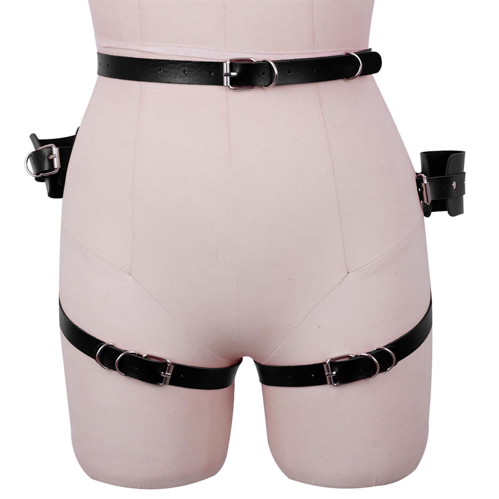 KoovDem Punk Leather Belts Women Body Chain Waist Belt Goth Bondage Lingerie BDSM Lingerie Harness Lingerie Garter: One Size Black