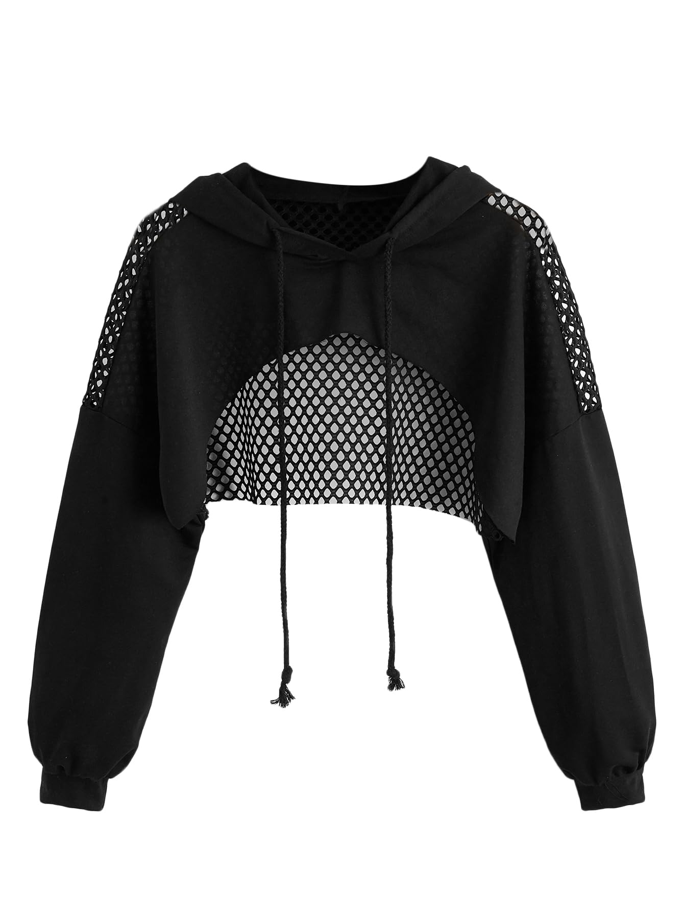 SweatyRocks Women's Casual Solid Cut Out Front Long Sleeve Pullover Crop Top Sweatshirt