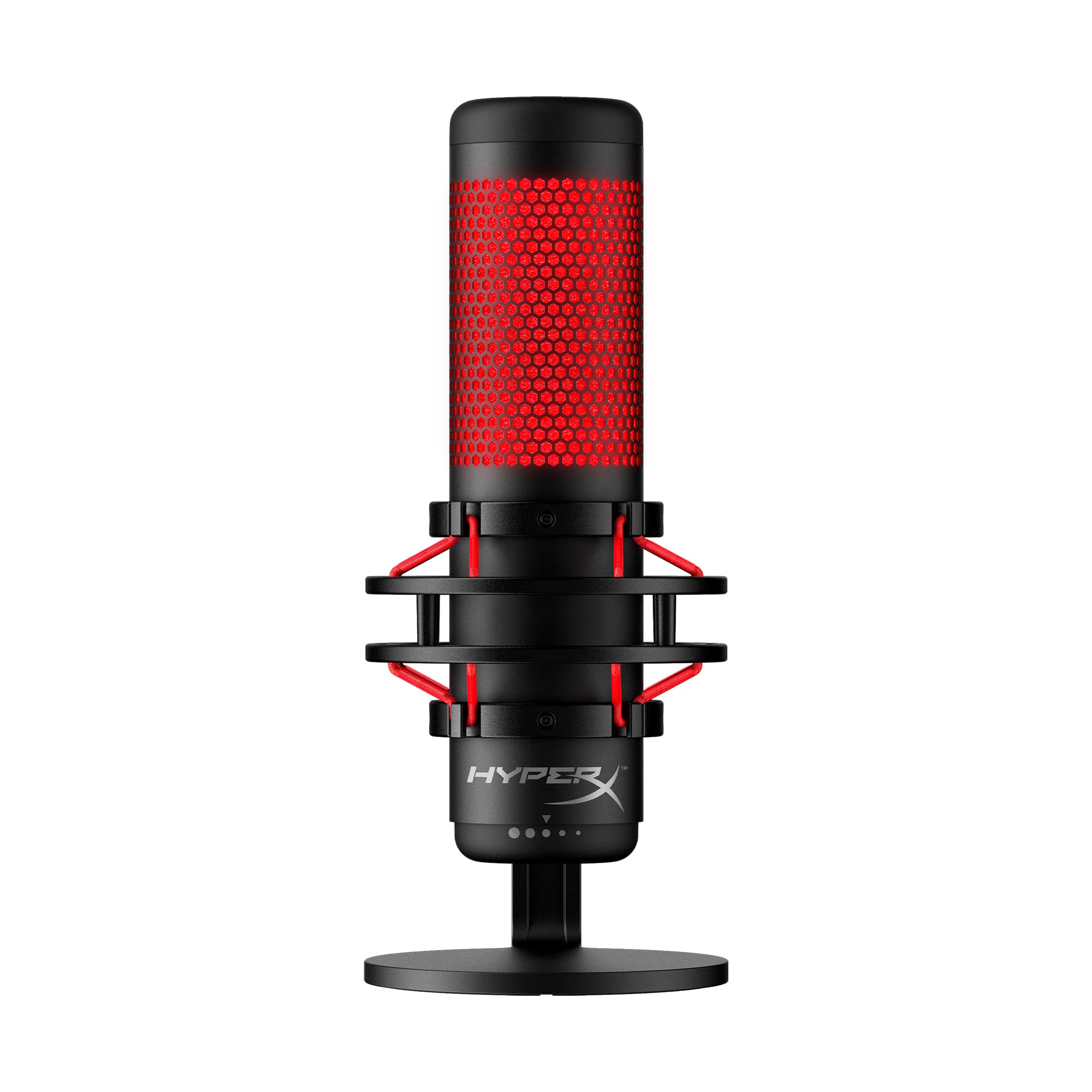 HyperX QuadCast - USB Condenser Gaming Microphone, for PC, PS4, PS5 and Mac, Anti-Vibration Shock Mount, Four Polar Patterns, Pop Filter, Gain Control, Podcasts, Twitch, YouTube, Discord, Red LED: QuadCast QuadCast