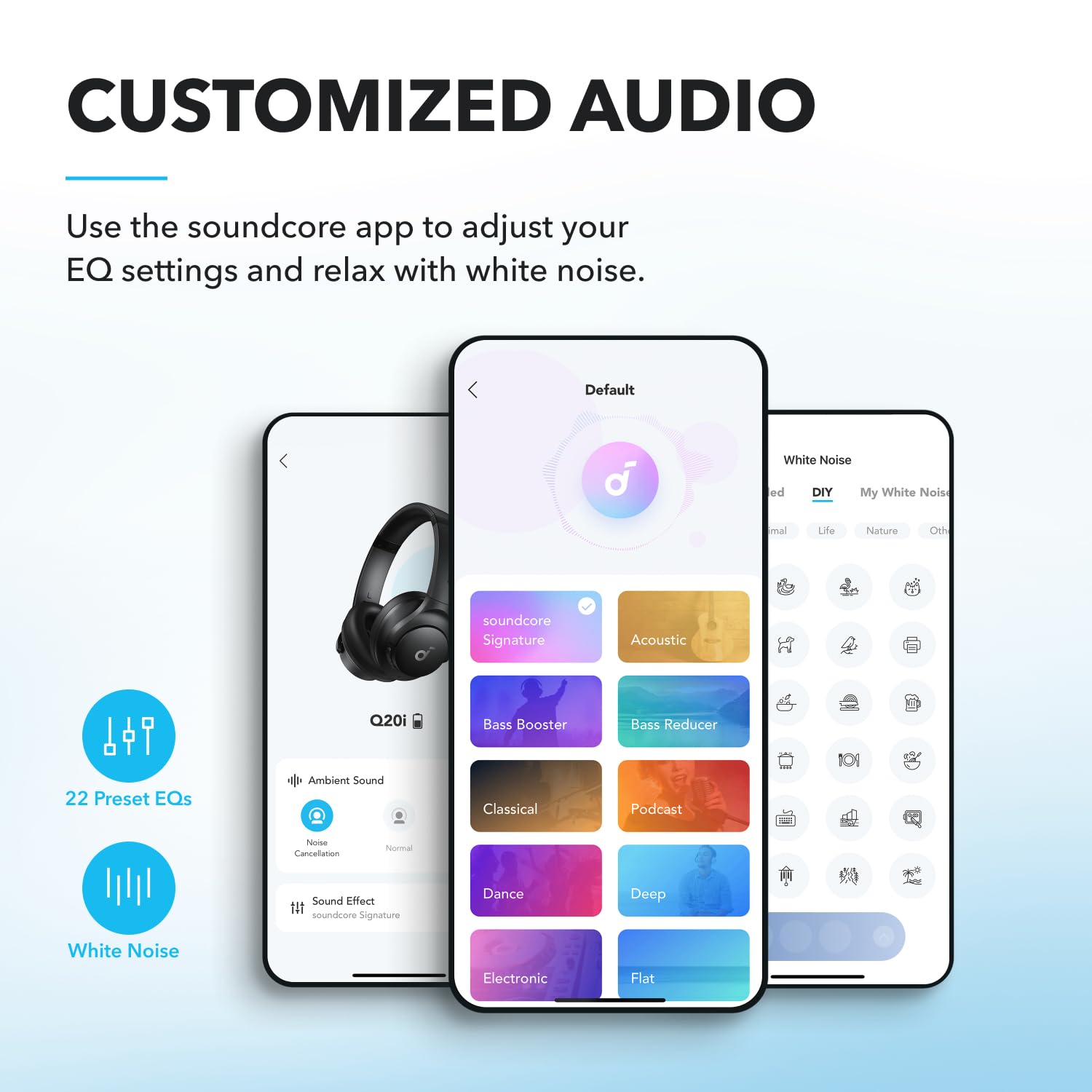 Soundcore by Anker Q20i Hybrid Active Noise Cancelling Headphones, Wireless Over-Ear Bluetooth, 40H Long ANC Playtime, Hi-Res Audio, Big Bass, Customize via an App, Transparency Mode: Black