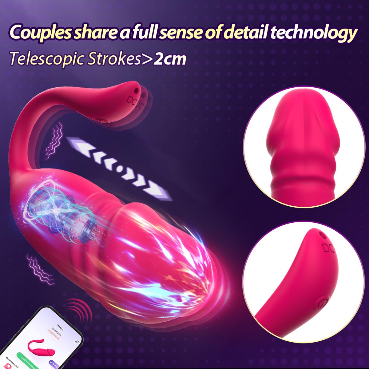 Vibrator Adult Sex Toys App Remote Control G Spot Vibrators Long Distance Egg Vibrator Wireless Bluetooth Rechargeable Wearable for Female Couples Clitoral Stimulator Sexual Pleasure Tools for Women