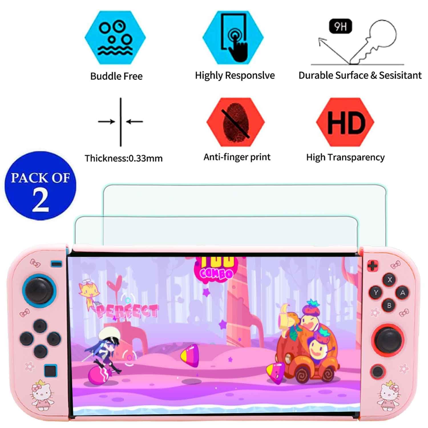 Accessories Bundle for Nintendo Switch Animal Crossing - YOOWA Accessory kit NS Animal Crossing Set with Carrying Case Protective Cover Screen Protector Game Card Holder Play Stand Thumb Grips