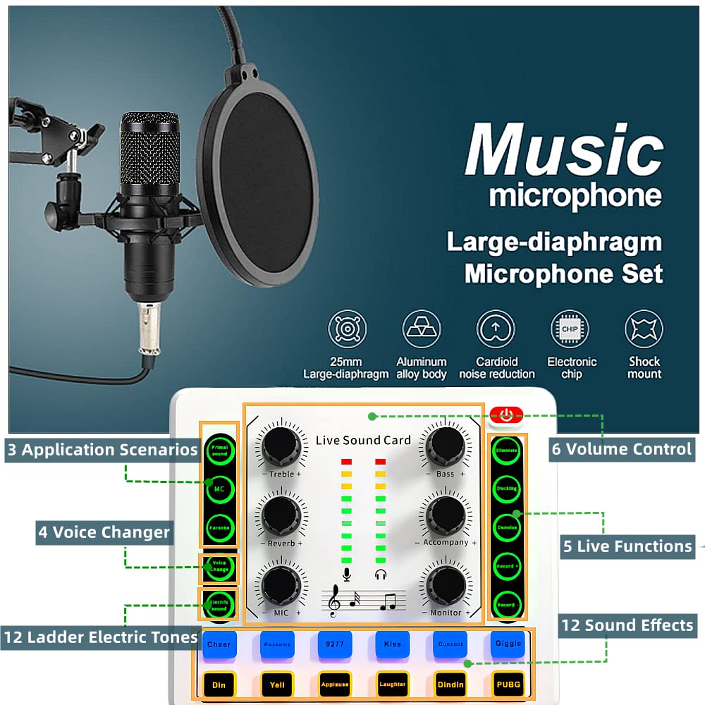 sktome Podcast Equipment Bundle for 2, V8s Voice Changer with BM-800 Podcast Microphone Bundle - Studio Condenser Microphone Perfect for Podcasting, Recording, Singing, Streaming and Gaming
