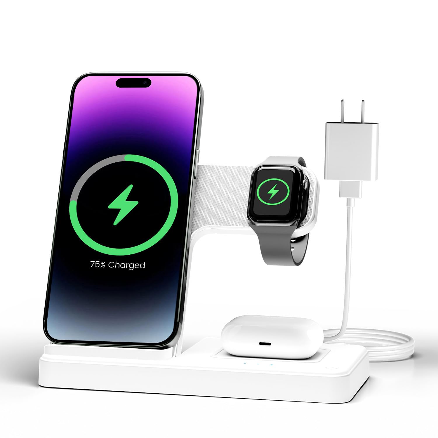 Wireless Charger iPhone Charging Station: 3 in 1 Charger Stand Multiple Devices for Apple - iPhone 17 16e 16 15 14 Pro Max 13 12 11 - Watch 10 9 8 7 6 5 4 3 2 SE and Ultra Series - Airpods 4 3 Pro