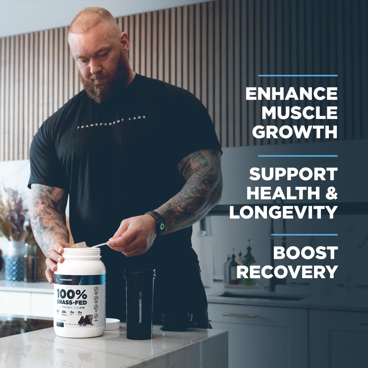 Transparent Labs Grass-Fed Whey Protein Isolate - Naturally Flavored, Gluten Free Whey Protein Powder with 28g of Protein per Serving & 9 Amino Acids - 30 Servings,