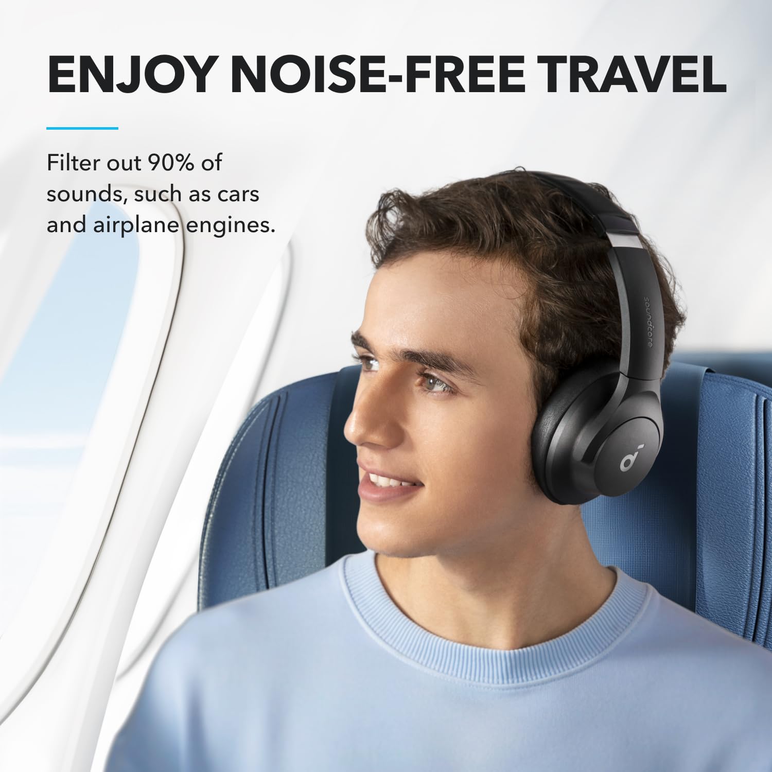 Soundcore by Anker Q20i Hybrid Active Noise Cancelling Headphones, Wireless Over-Ear Bluetooth, 40H Long ANC Playtime, Hi-Res Audio, Big Bass, Customize via an App, Transparency Mode: Black