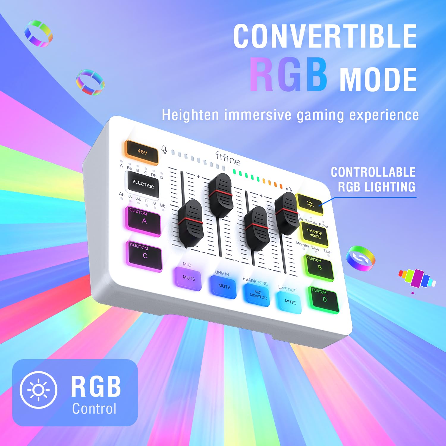 FIFINE Gaming Equipment Bundle, Dynamic XLR/USB Gaming Microphone Set with Streaming Audio Mixer for Podcast Recording Video Vocal, RGB Gamer Set with Volume Fader/XLR Interface for PC-AmpliGame KS5