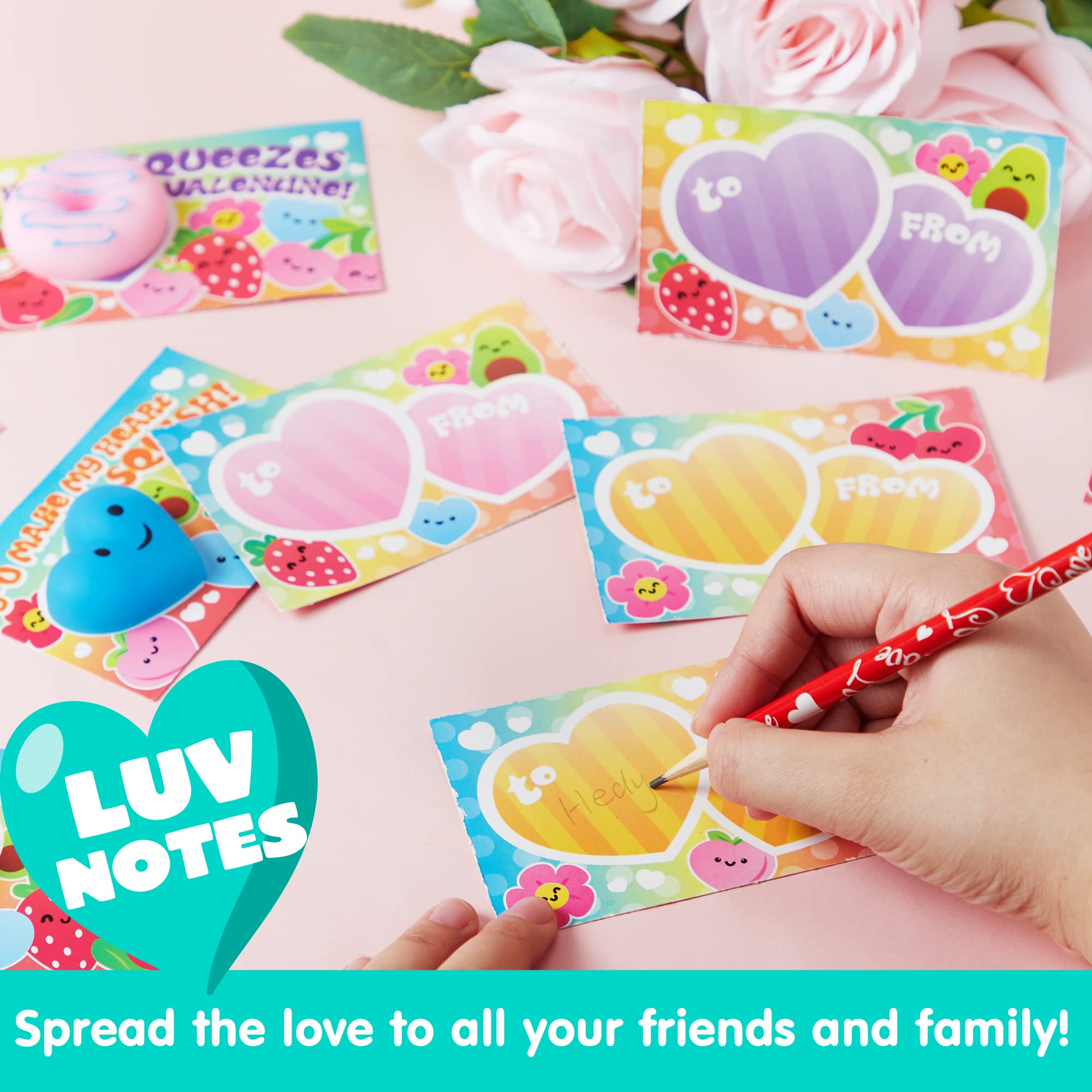 JOYIN 28 Packs Gift Cards with Mochi Squishy Toys, Kawaii Squeeze Stress Relief Fidget Toy for Kids Party Favor Classroom Exchange Prizes