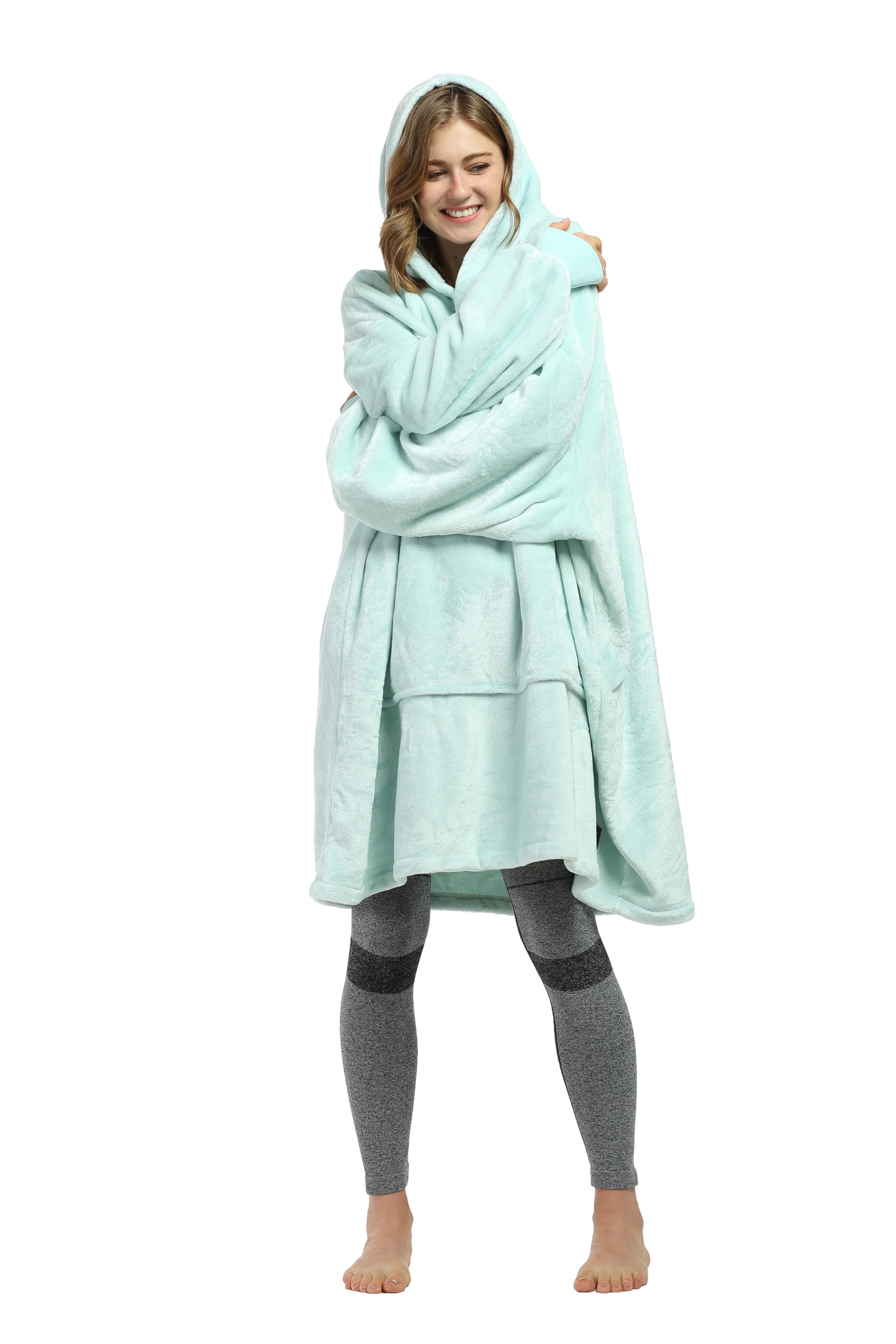 Catalonia Oversized Blanket Hoodie Sweatshirt, Wearable Sherpa Lounging Pullover for Adults Women Men