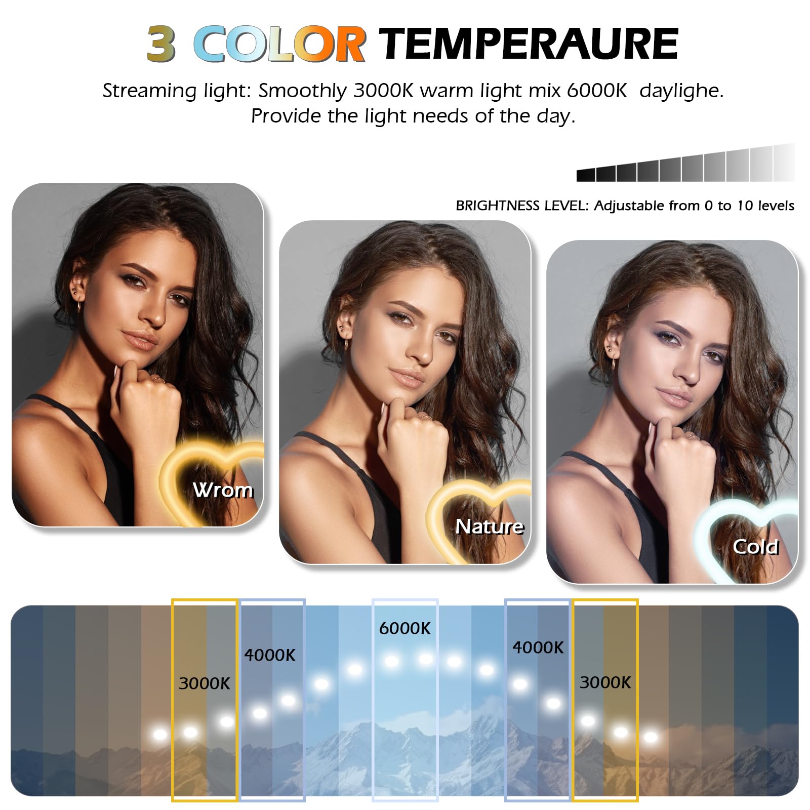 NANBEITONG 13'' Selfie Ring Light with 73'' Tripod Stand and Phone Holder,ipad Selfie Light, RGB Heart LED Lights with 47 Color Modes, Stepless Dimmable Speed Heart,RingLight for Phone,YouTube,Makeup