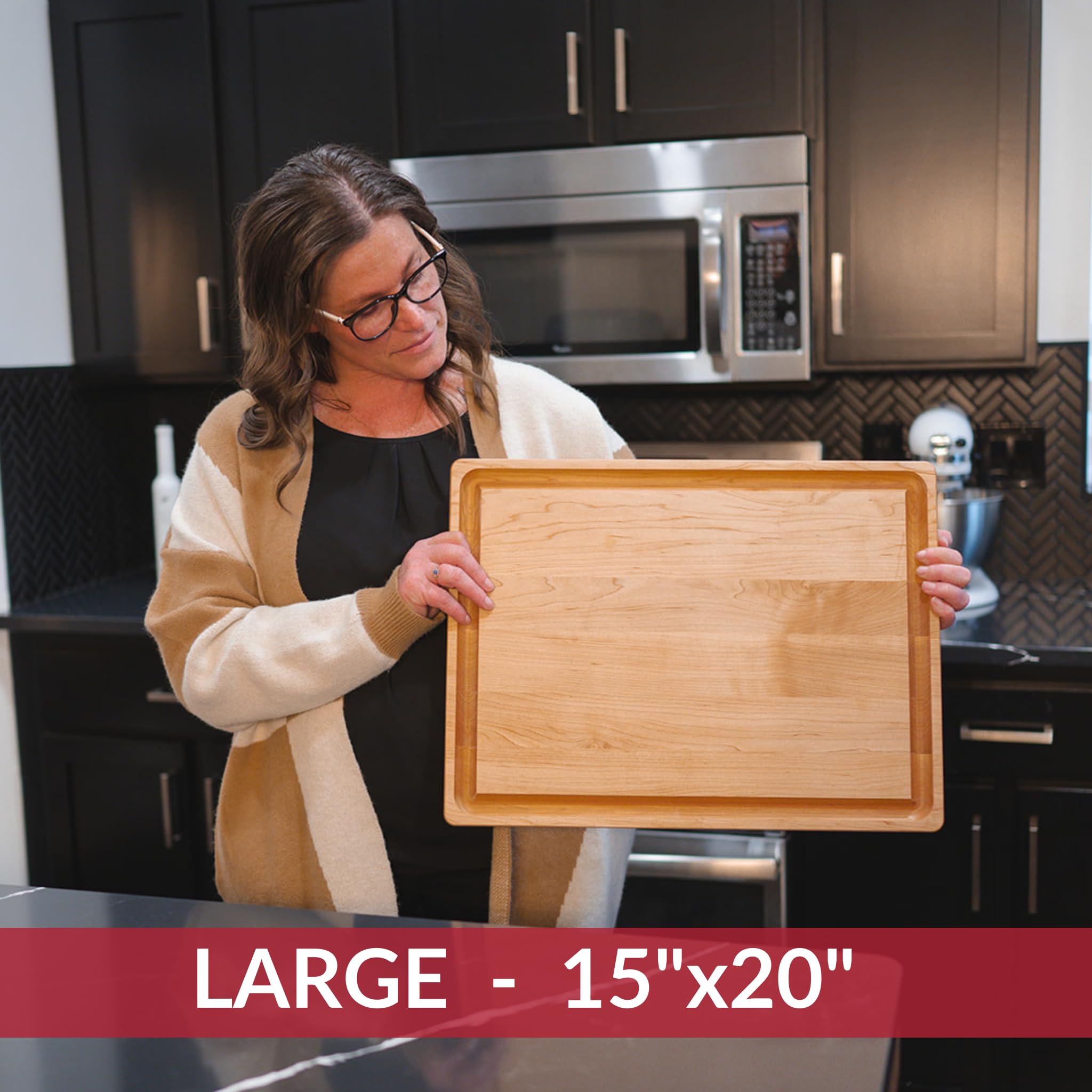 Made in USA Black Walnut Wood Cutting Board by Virginia Boys Kitchens - Butcher Block Wooden Carving Board with Juice Well made from Sustainable Hardwood (17x11)