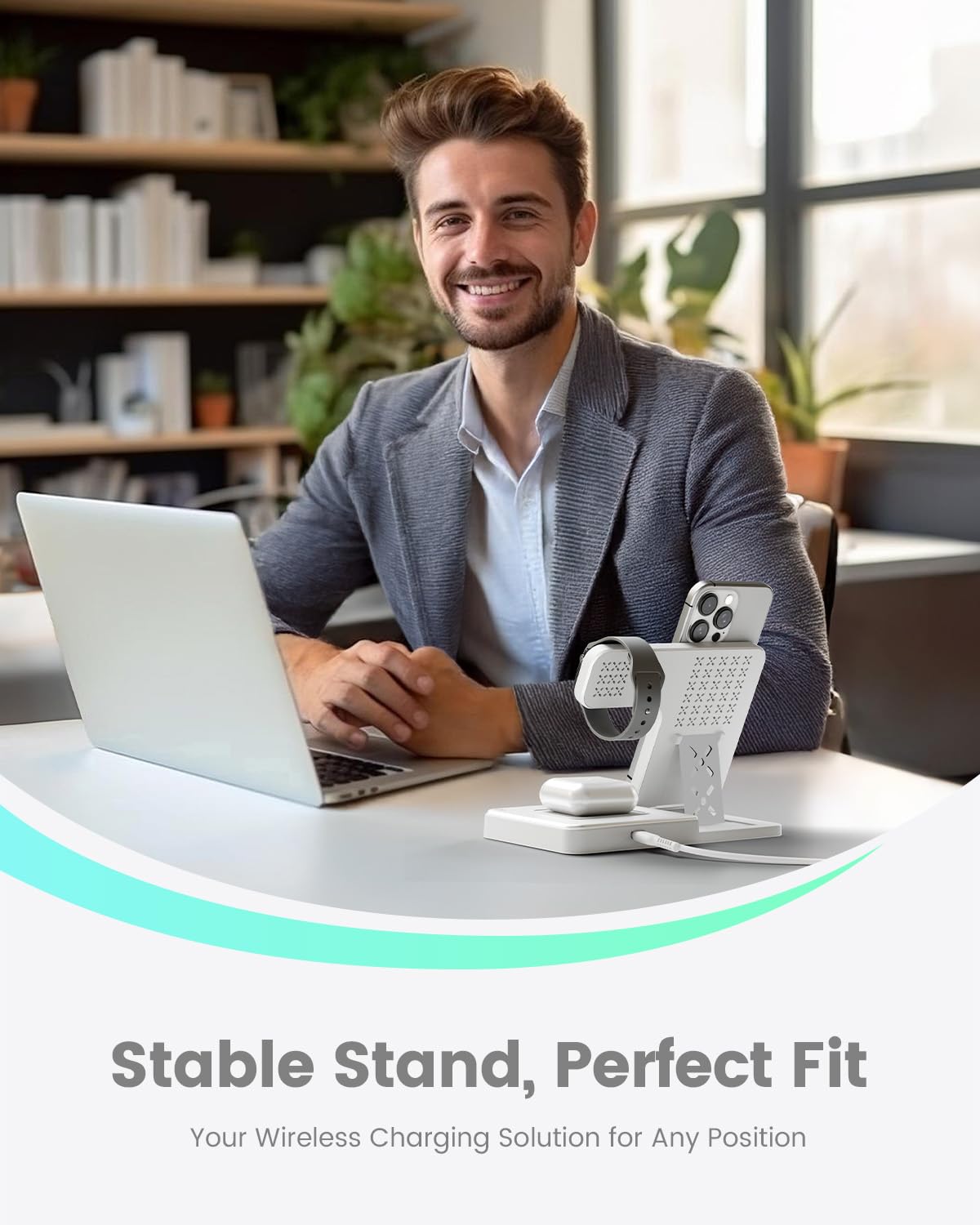 Wireless Charger iPhone Charging Station: 3 in 1 Charger Stand Multiple Devices for Apple - iPhone 17 16e 16 15 14 Pro Max 13 12 11 - Watch 10 9 8 7 6 5 4 3 2 SE and Ultra Series - Airpods 4 3 Pro