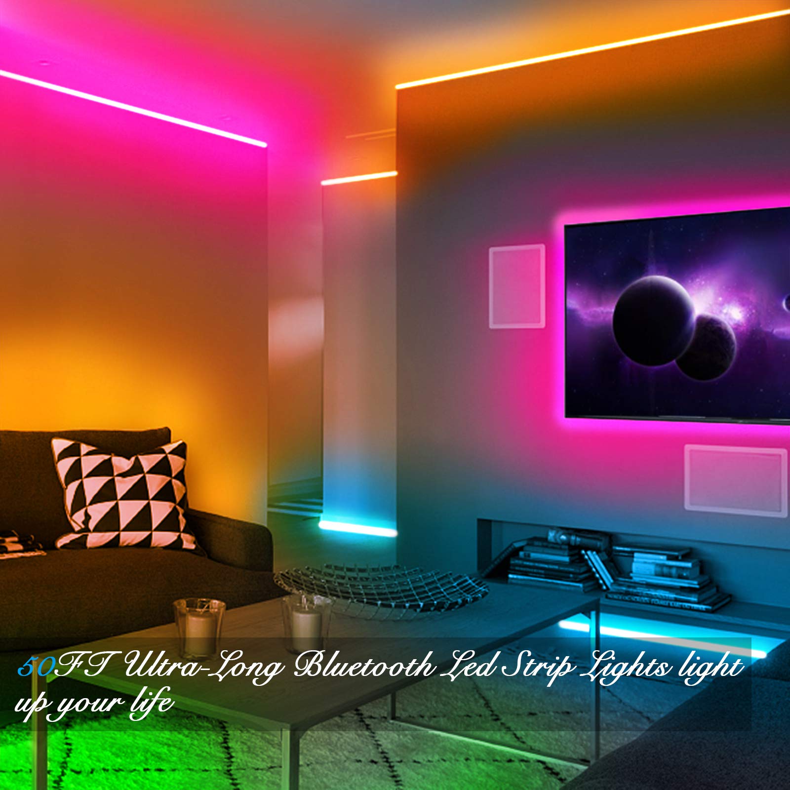 DAYBETTER LED Strip Lights 130ft Lights Strip for Bedroom, Desk, Indoor Room Bedroom Brithday Gifts RGB Decor with Remote and 24V Power Supply