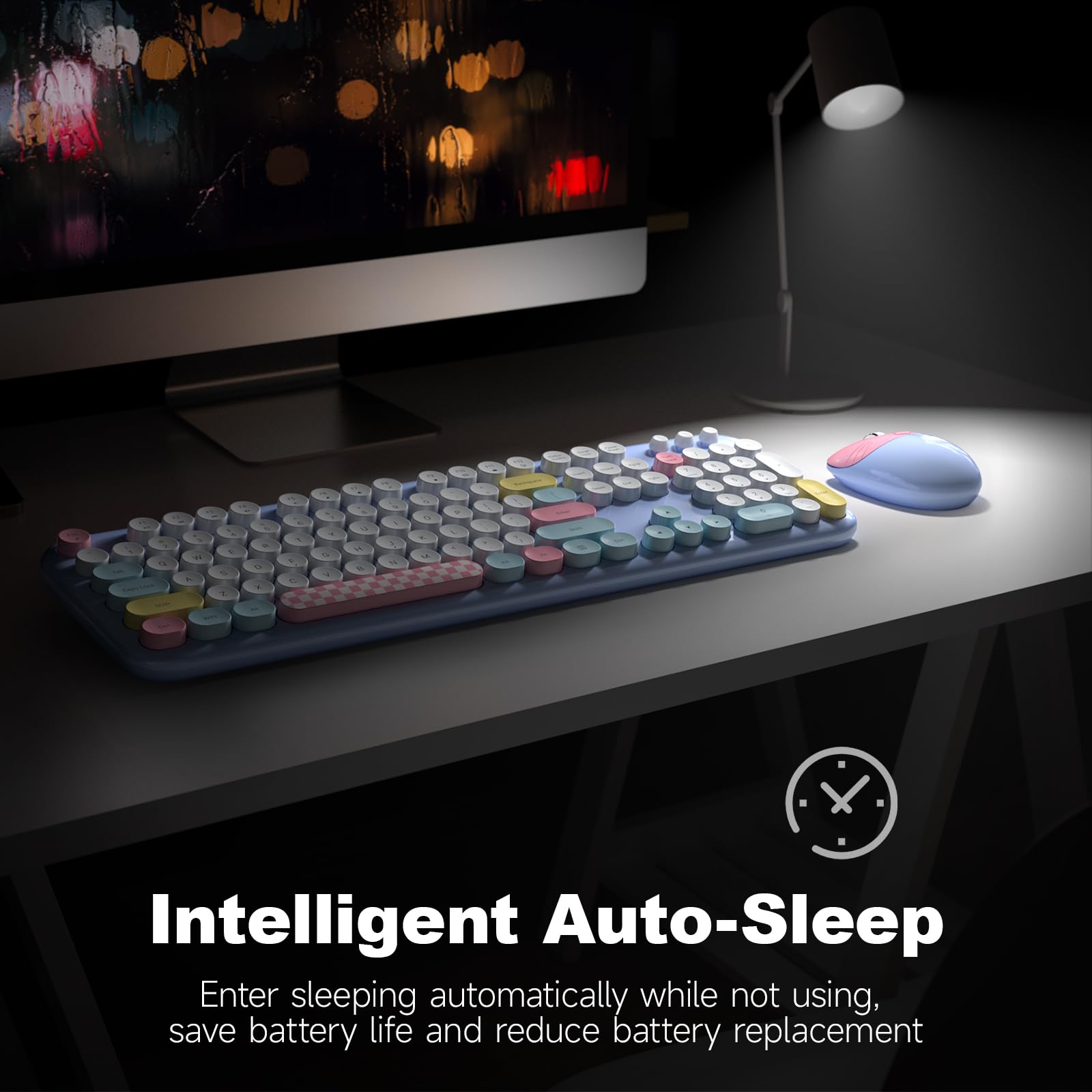 MOFII Wireless Keyboard and Mouse Combo,2.4GHz Retro Full-Size Keyboard with Number Pad and Cute Wireless Mouse for Computer PC Desktops Laptop WindowsxP/7/8/10()