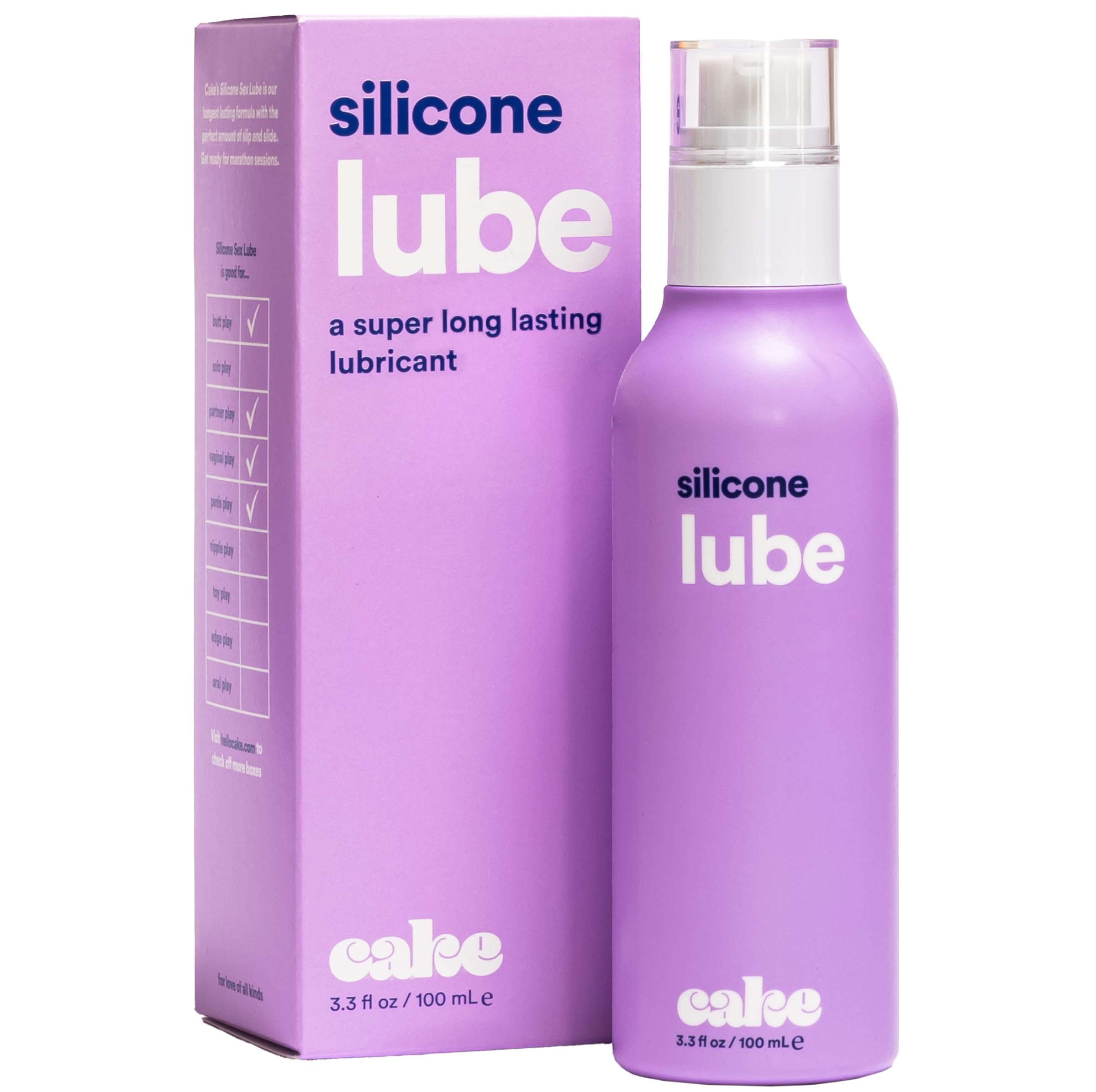 Hello Cake -Based Personal Lubricant - Hydrating, Long-Lasting, Non-Sticky, Ultra Slippery, Condom Compatible Lube for Men, Women, and Couples 3.3 fl oz: Silicone
