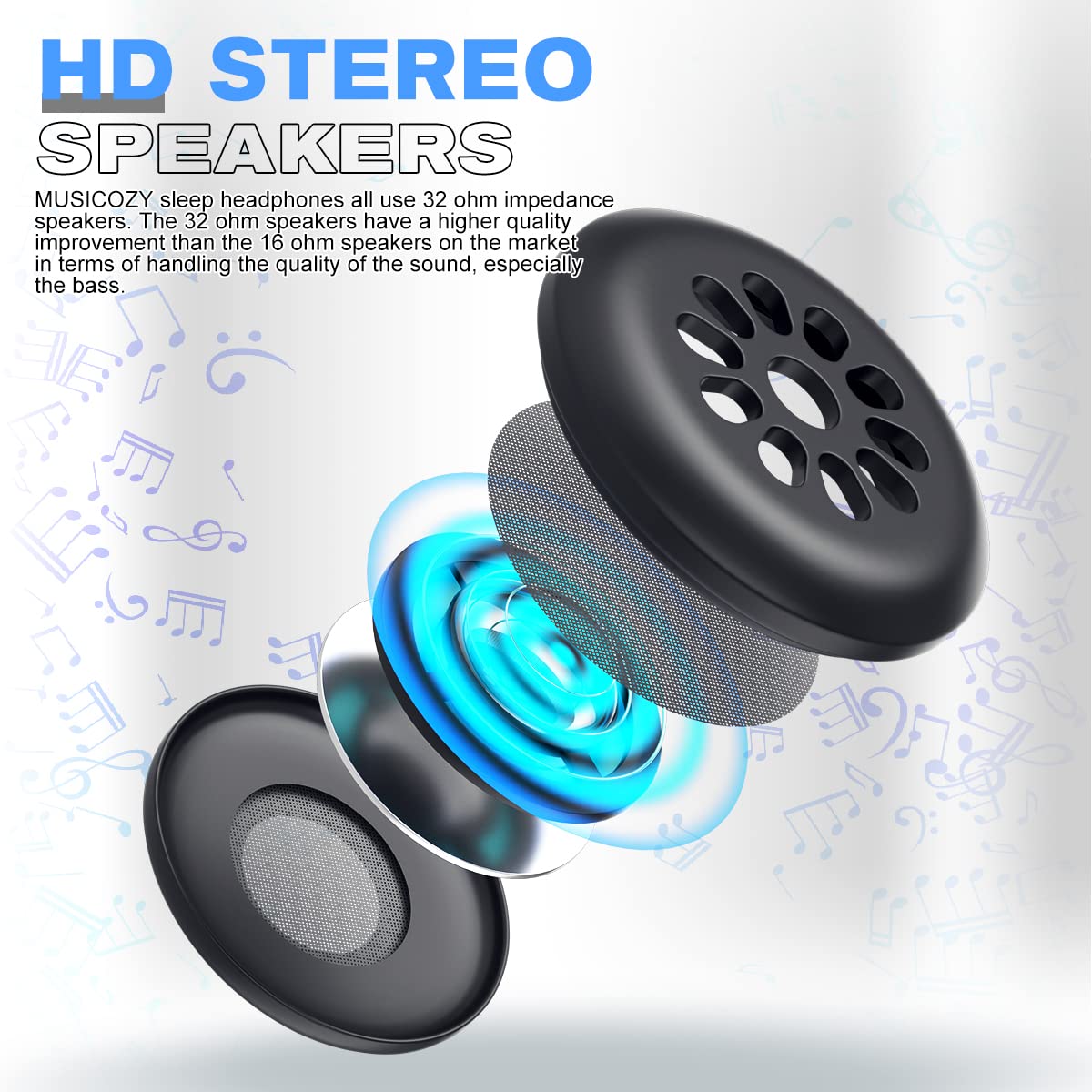 MUSICOZY Sleep Headphones, Bluetooth 5.2 Sleep Mask Headband Headphones Sleeping Eye Mask, Wireless Music Earbuds Earphones with HD Headphones Ultra-Thin Stereo Speakers for Side Sleepers Men Women