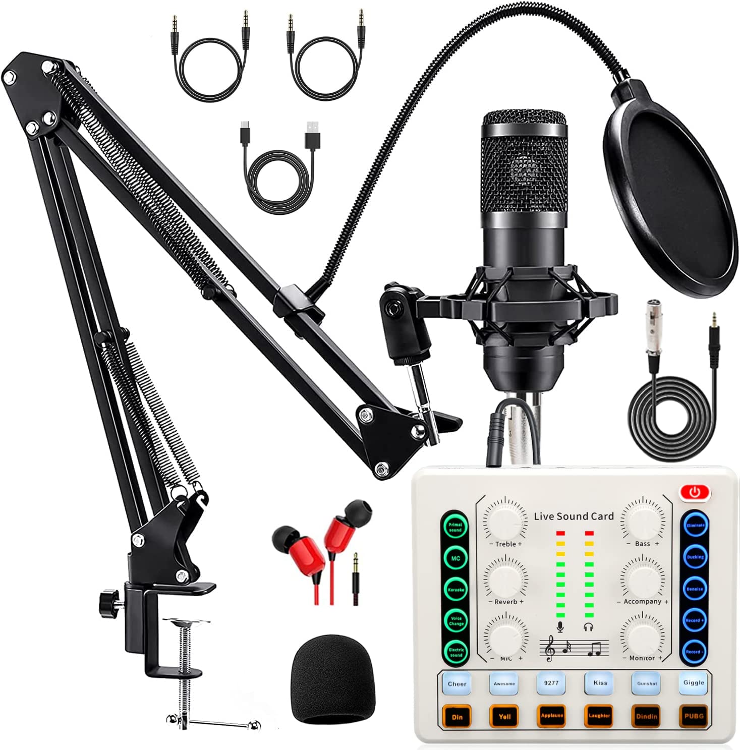 sktome Podcast Equipment Bundle for 2, V8s Voice Changer with BM-800 Podcast Microphone Bundle - Studio Condenser Microphone Perfect for Podcasting, Recording, Singing, Streaming and Gaming
