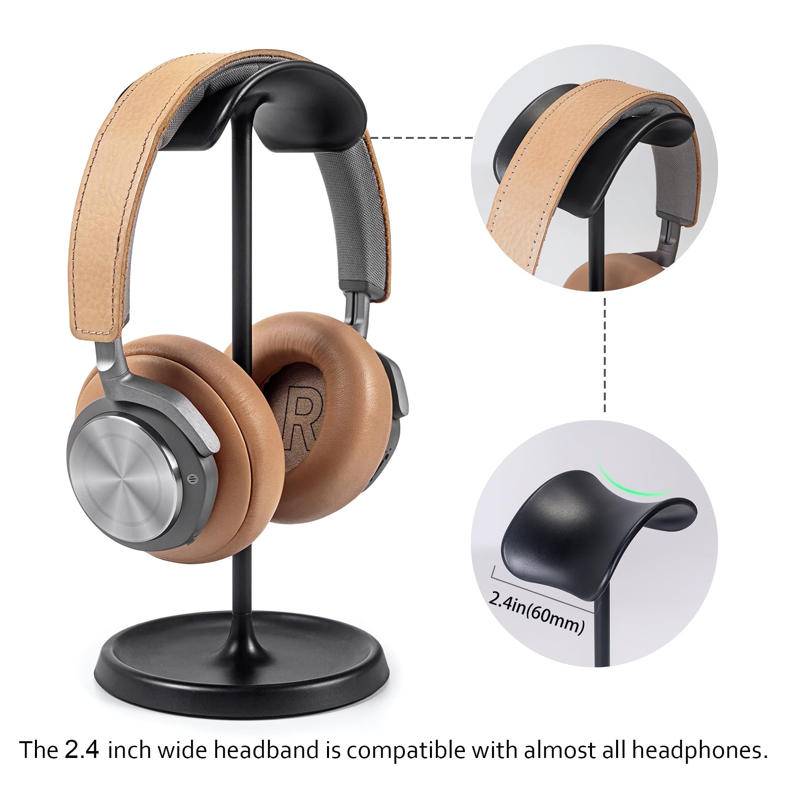 Headphone Stand, Curved Headset Stand with Storage Tray, Heavy Base Gaming Headset Holder for AirPods Max, AirPods, AirPods Pro, Beats, Bose, Sennheiser, Sony and More ()