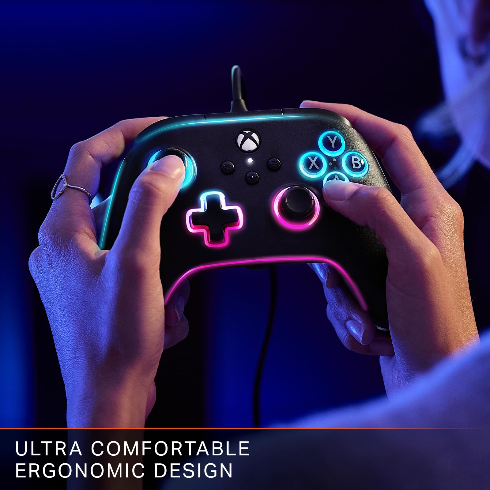 PowerA Advantage Wired Controller for Xbox Series X|S with Lumectra - Black, gamepad, wired video game controller, gaming controller, works with Xbox One and Windows 10/11, officially licensed