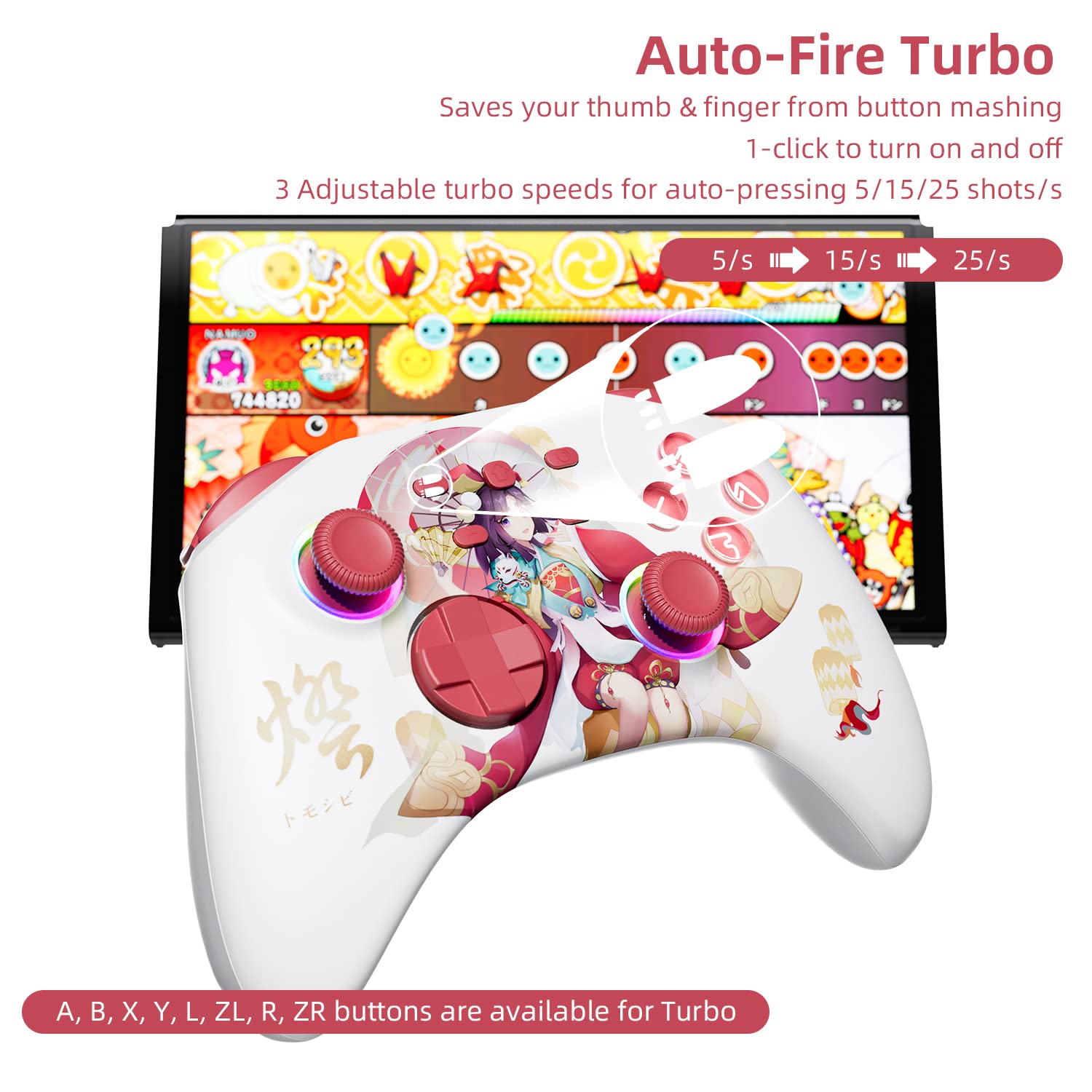 Mytrix Wireless Controllers for Switch/Switch 2, Windows PC iOS Android Steam/Steam Deck, Bluetooth Controller with Programmable, Hall Effect Joysticks, Adjustable LED Light/Turbo/Vibration