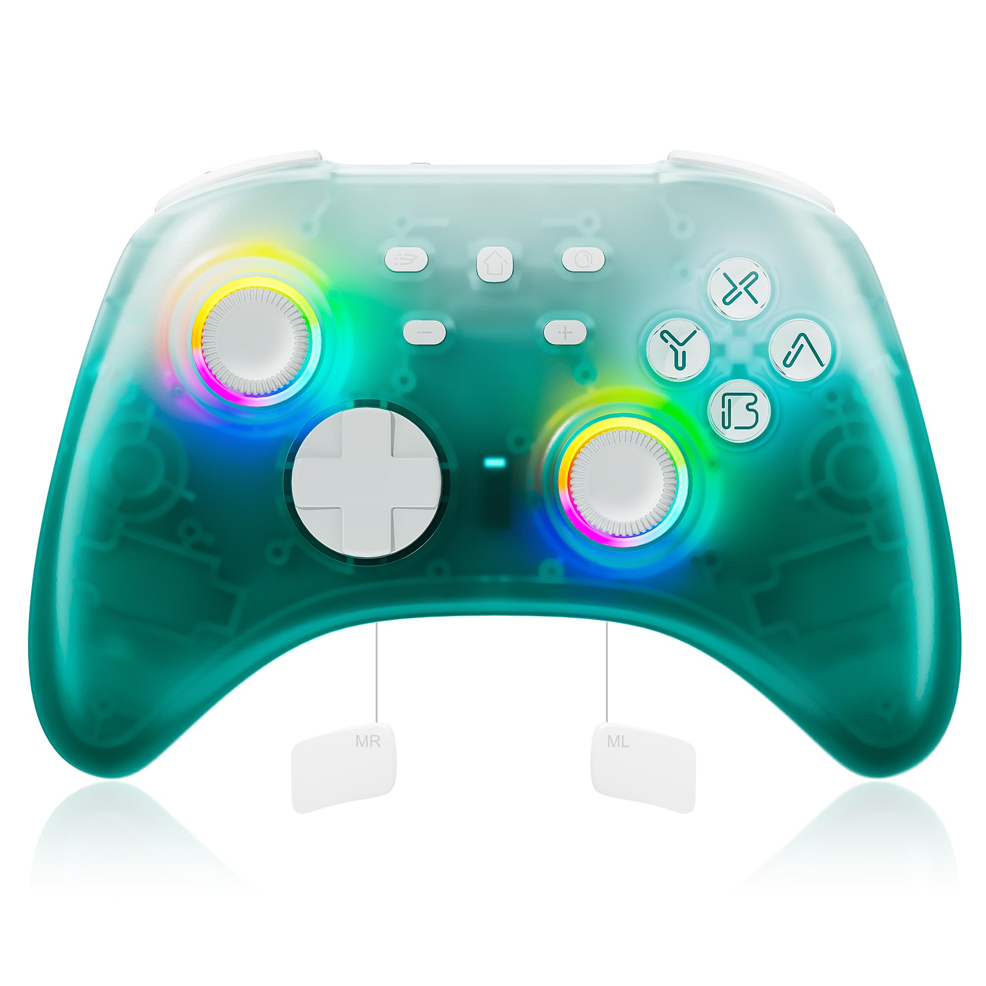 Mytrix Wireless Controllers for Switch/Switch 2, Windows PC iOS Android Steam/Steam Deck, Bluetooth Controller with Programmable, Hall Effect Joysticks, Adjustable LED Light/Turbo/Vibration: Mytrix Wireless Controller for Switch/Switch 2, Windows PC iOS Android Steam, Black Ice Bluetooth Controller with Hall Effect Joysticks/Hall Trigger, RGB Light/Programmable/Turbo/Vibration