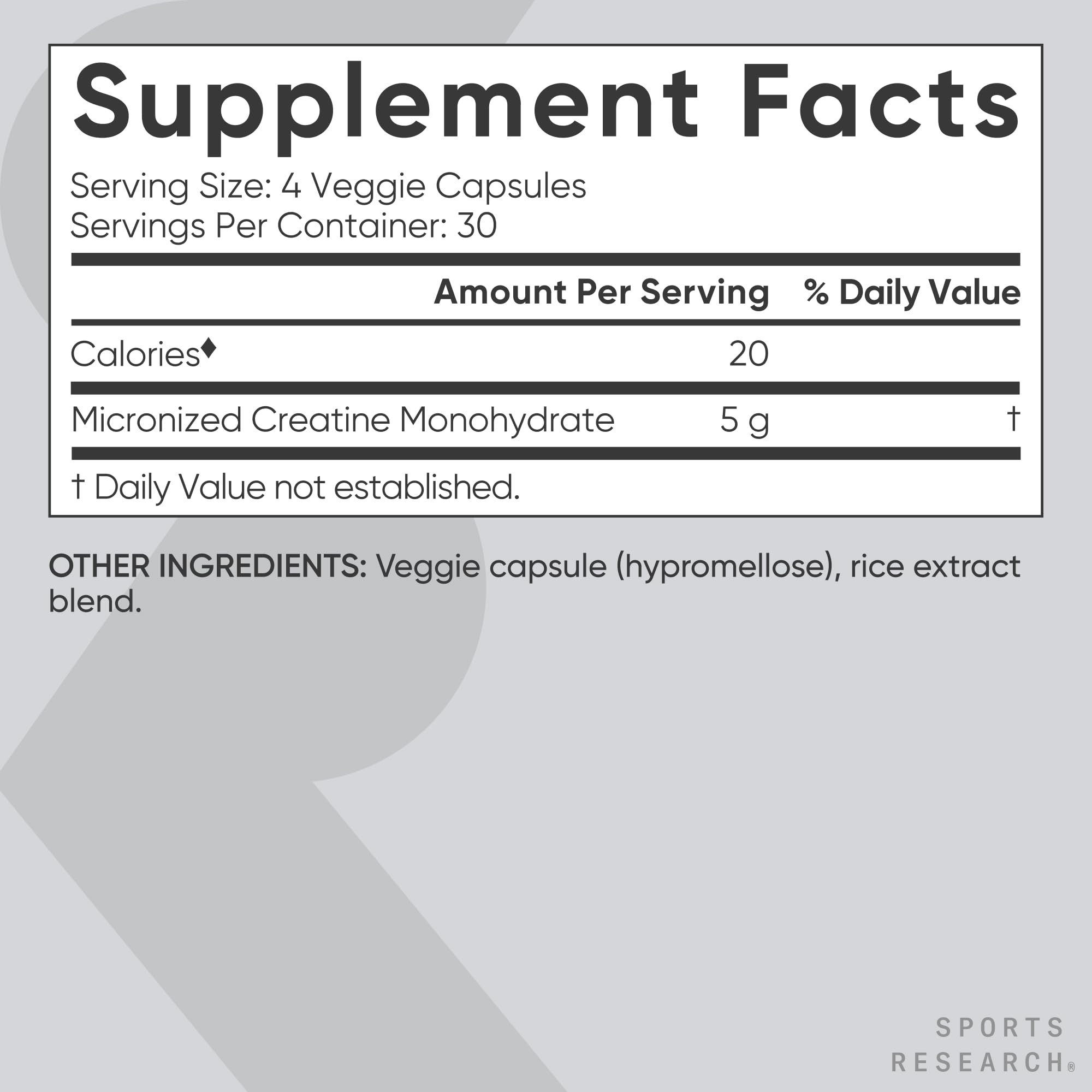 Sports Research Creatine Monohydrate - Gain Lean Muscle, Improve Performance and Strength and Support Workout Recovery - 5 g Micronized Creatine - 1.1LBS