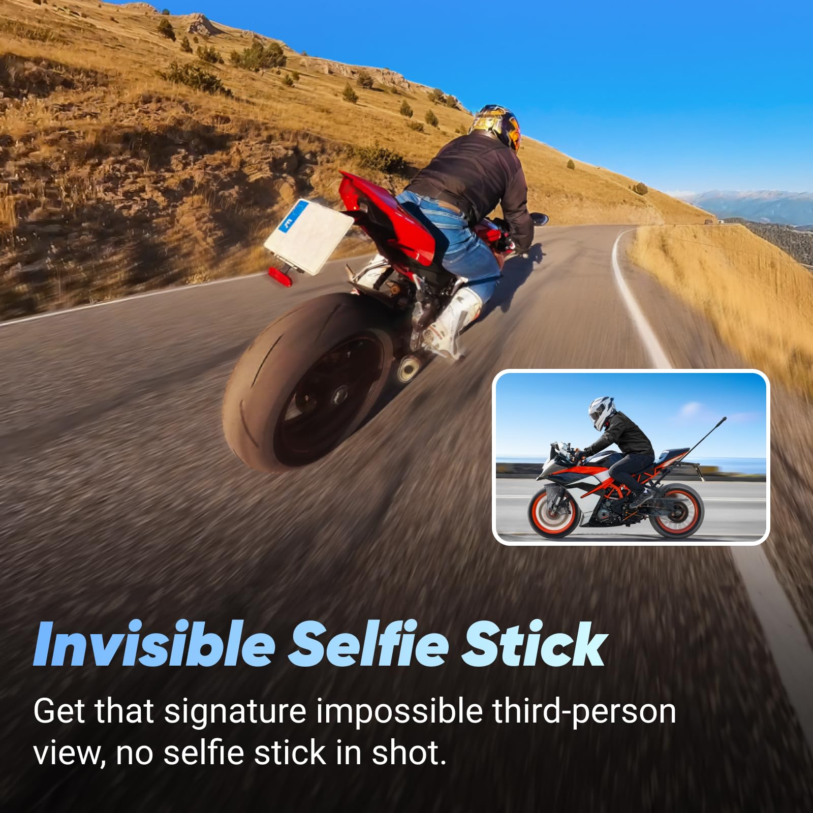 Insta360 X4 Standard Bundle - Waterproof 8K 360 Action Camera, 4K Wide-Angle Video, Invisible Selfie Stick Effect, Removable Lens Guards, 135 Min Battery Life, AI Editing, Stabilization: Motorcycle Bundle +256GB Micro SD Card