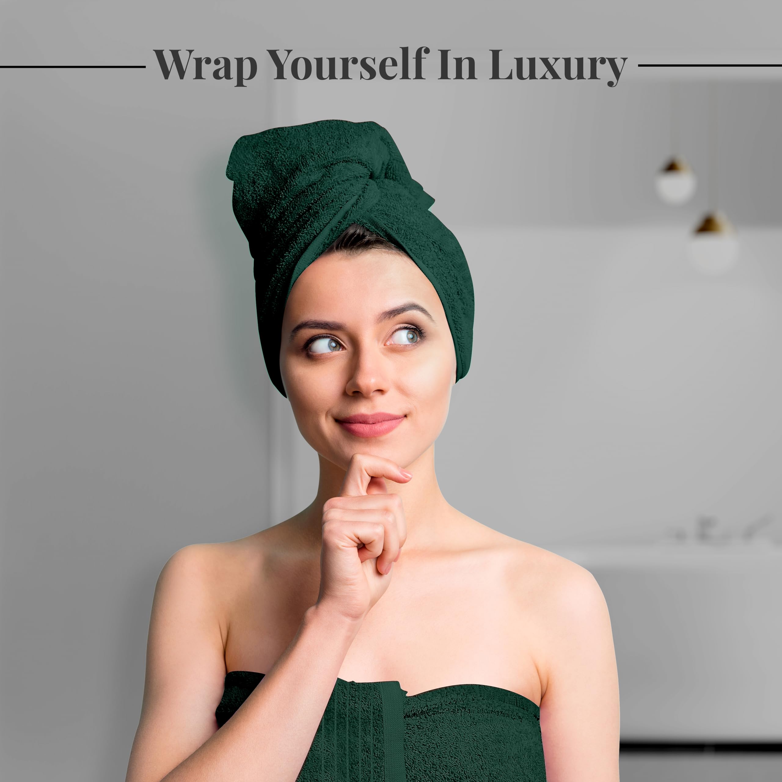 Tens Towels Pack of 4 Extra Large Bath Towels 30 x 60 Inches, 100% Cotton, Larger & Lighter Weight, Quicker to Dry, Super Soft and Absorbent, Perfect for Bathroom,: Hunter Green