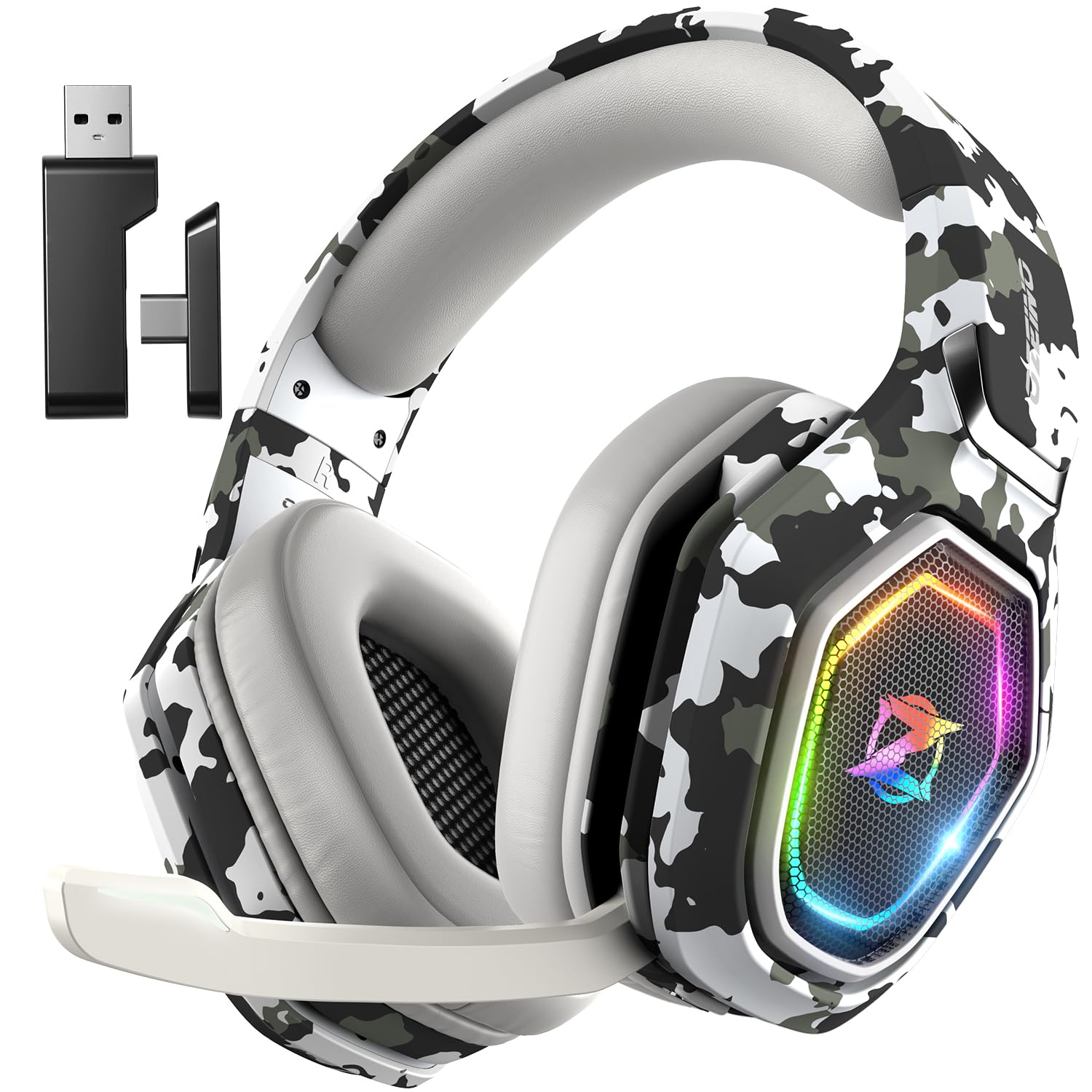 Ozeino Wireless Gaming Headset for PC, Ps5, Ps4 with Flip Microphone