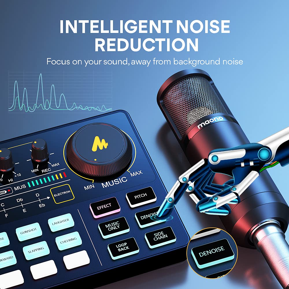 MAONO MaonoCaster Lite All-in-One Podcast Equipment Set with 3.5mm Microphone for Live Streaming, Podcast Recording, PC, Smartphone
