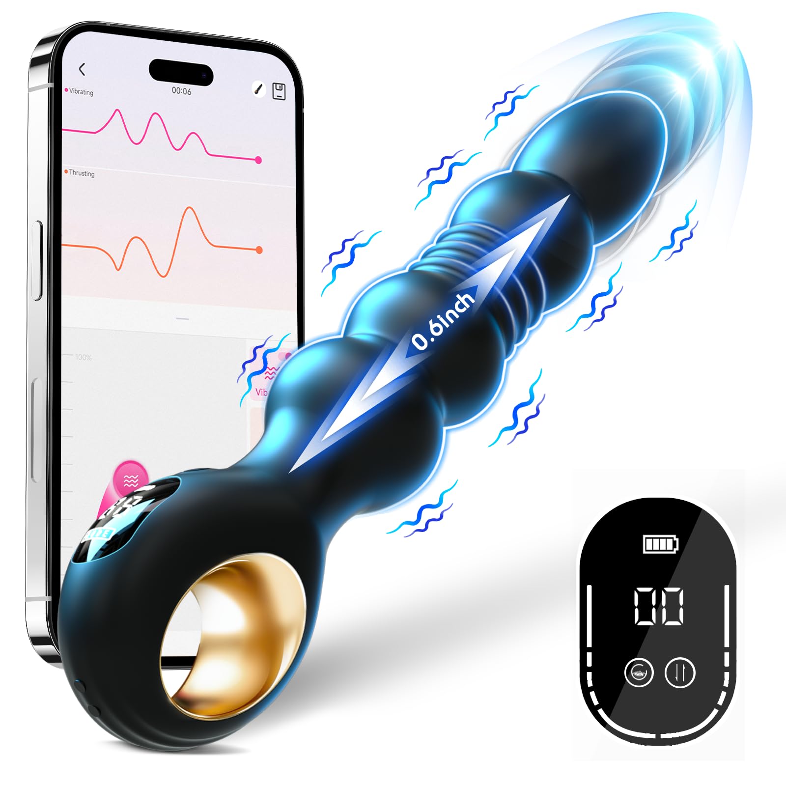 BEISAR Prostate Massager Anal Vibrator Thrusting Vibrating 7 Modes with Cock Ring Anal Plug Anal Sex Toys P Spot Massager Male Sex Toys for Men Enema Dildos Women Couples Remote Control Anal Beads