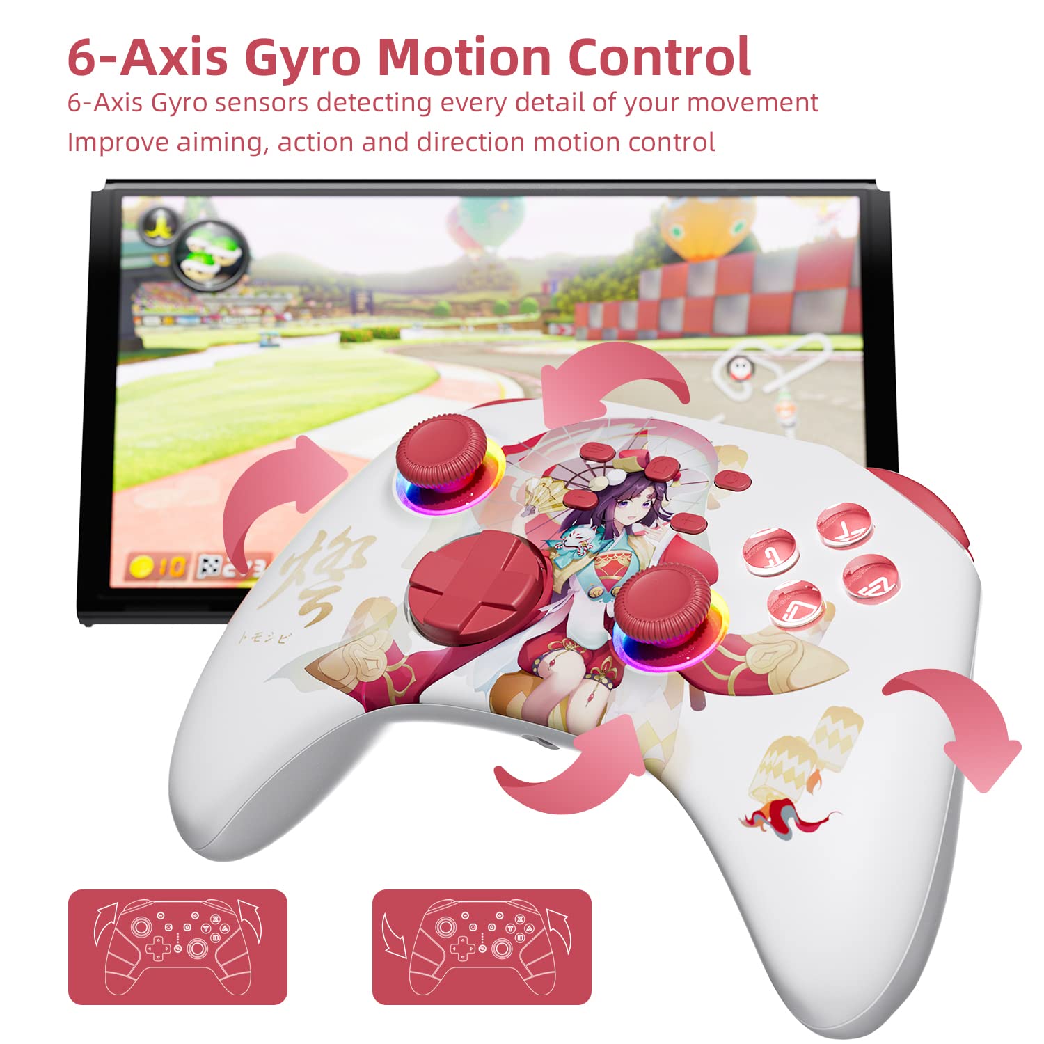 Mytrix Wireless Controllers for Switch/Switch 2, Windows PC iOS Android Steam/Steam Deck, Bluetooth Controller with Programmable, Hall Effect Joysticks, Adjustable LED Light/Turbo/Vibration