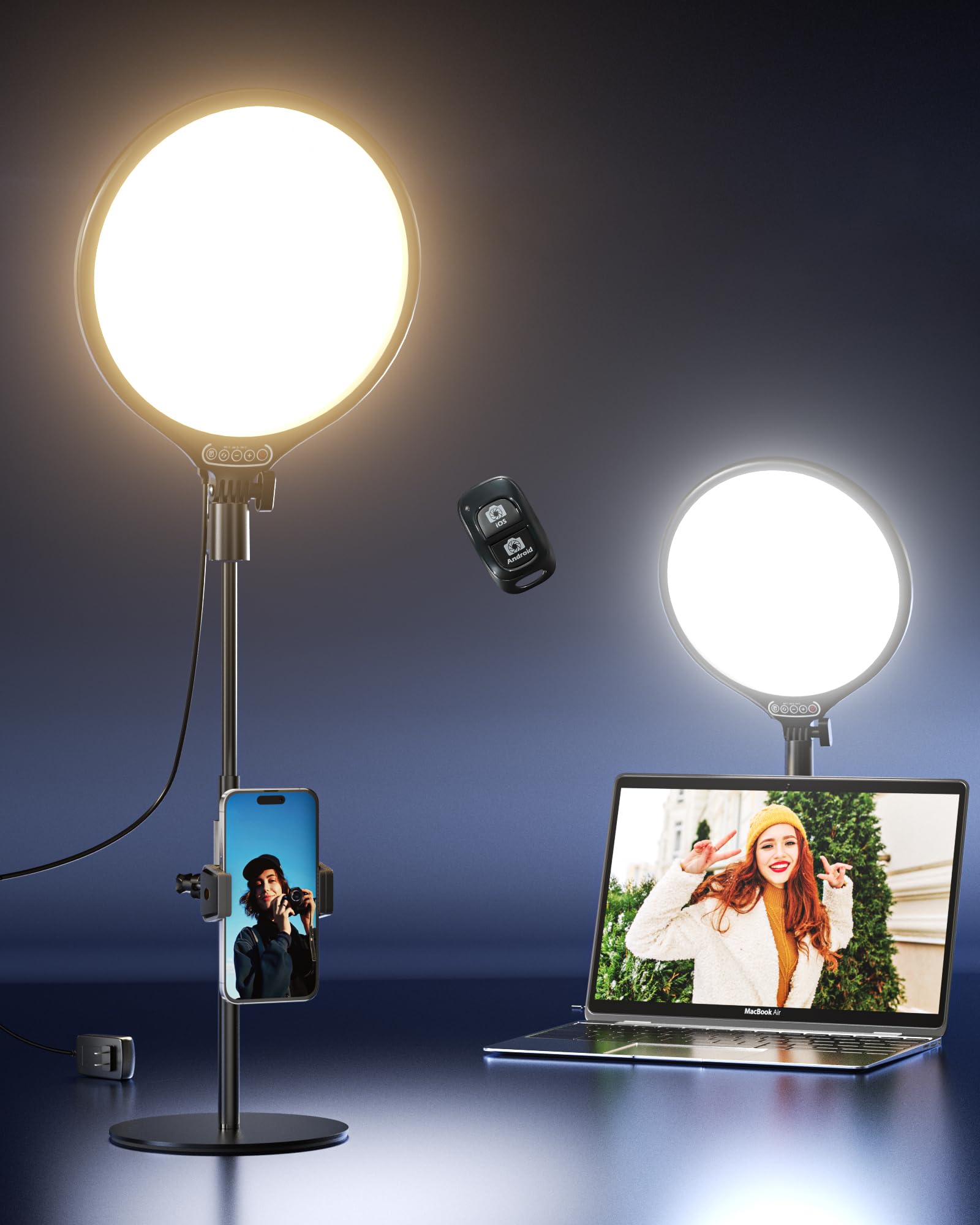 Aureday 12'' Selfie Ring Light with Tripod Stand and Phone Holder, LED Lighting with Phone Stand for Video Recording, Compatible with Cell Phone, Cameras and webcams