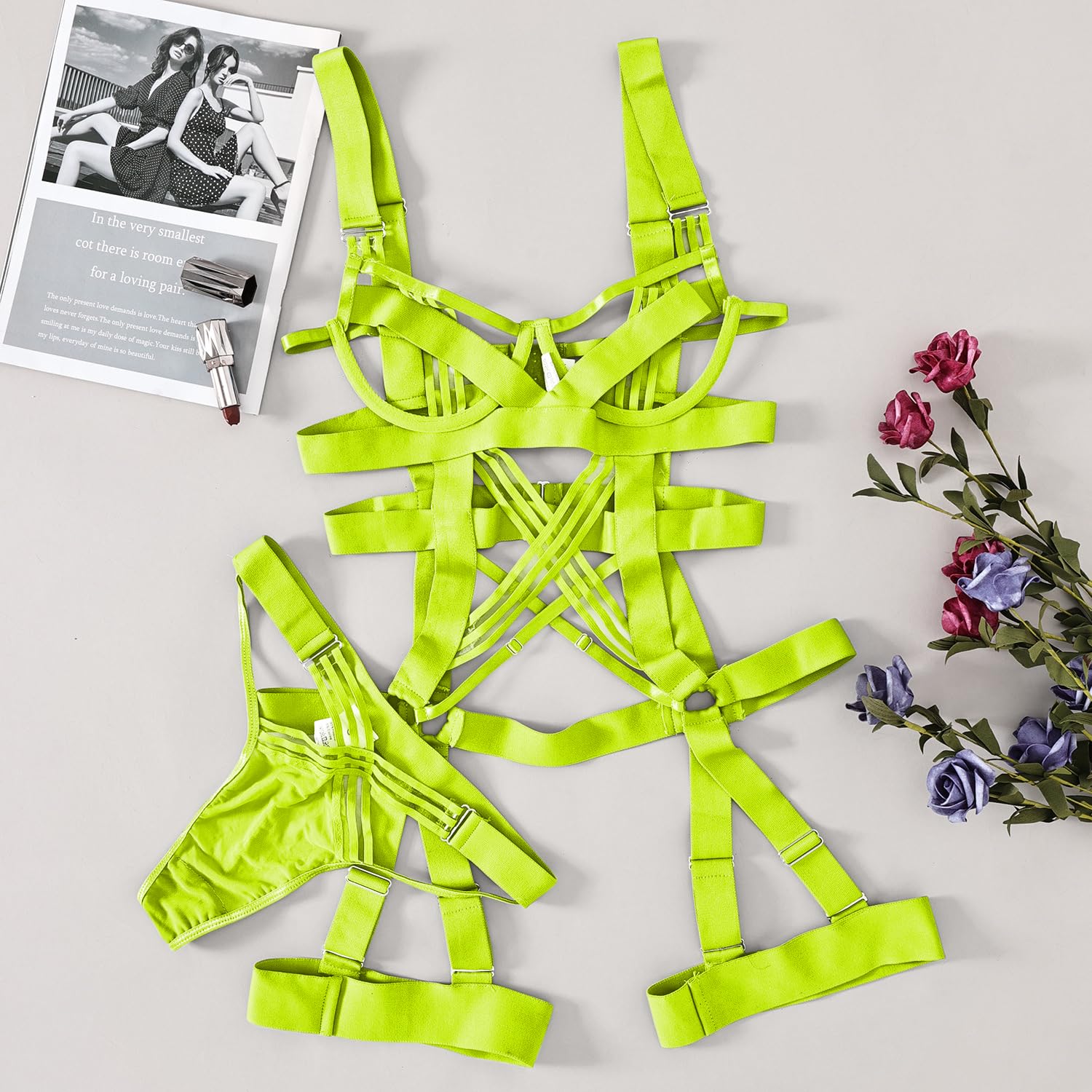 Lilosy Sexy Harness Bodysuit Lingerie Rave Outfits