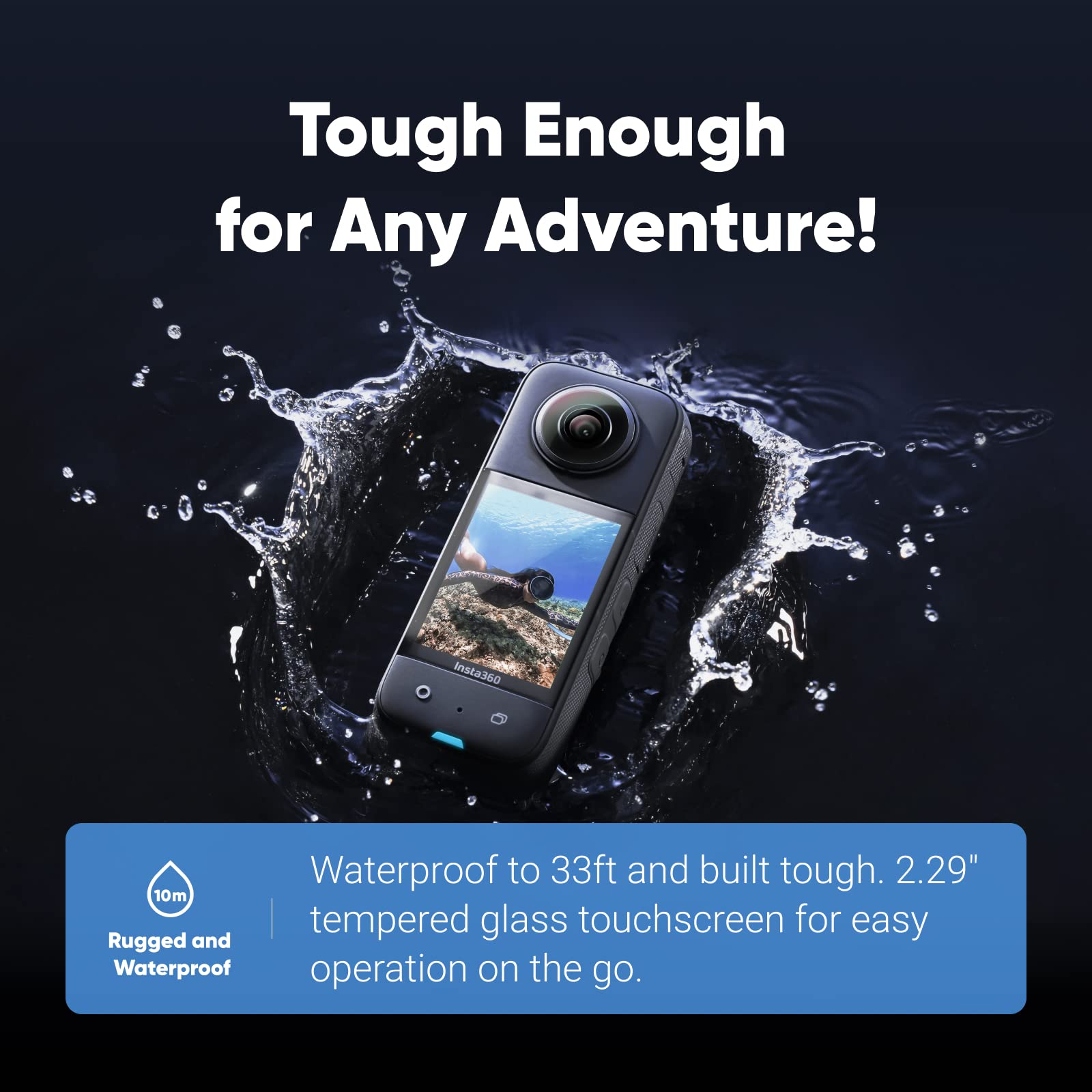 Insta360 X3 Bike Kit - Waterproof 360 Action Camera with 1/2" 48MP Sensors, 5.7K 360 Active HDR Video, 72MP 360 Photo, 4K Single-Lens, 60fps Me Mode, Stabilization, 2.29" Touchscreen, AI Editing