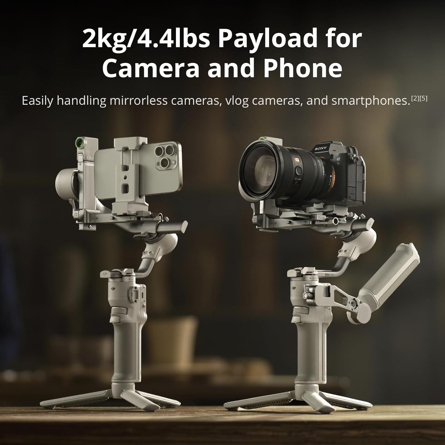 DJI RS 4 Mini, Gimbal Stabilizer for Cameras, Auto Axis Locks, Camera Gimbal, Native Vertical Shooting + Turnstile Wireless Lavalier 2X Microphones ()