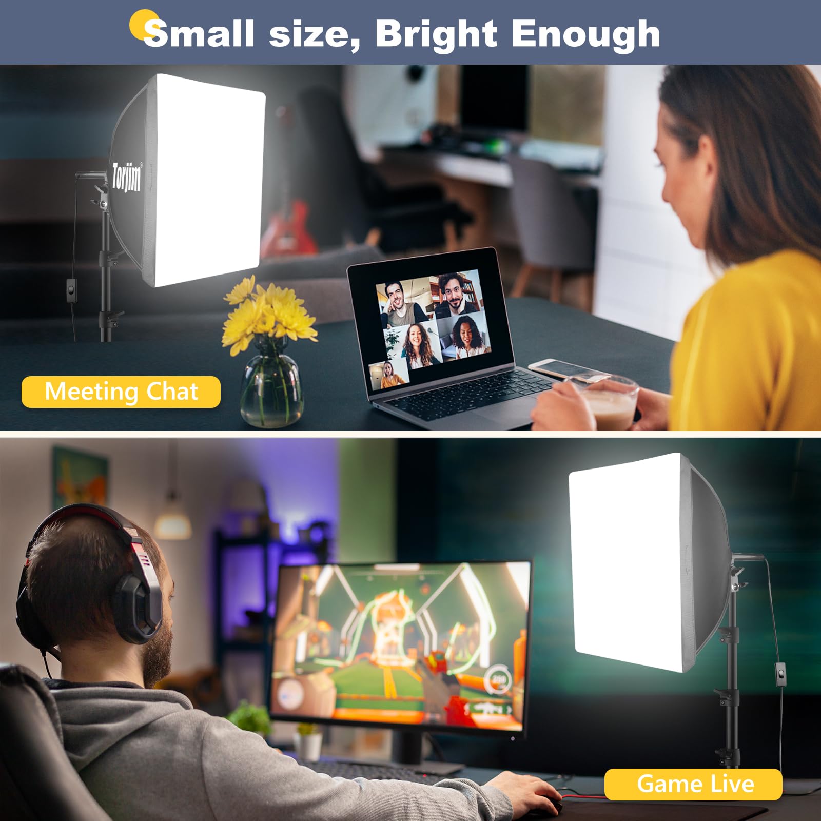 Torjim Softbox Photography Lighting Kit, 16'' x 16'' Professional Softbox Lighting Kit with 85W 3000-7500K LED Bulbs, Studio Lights for Photography/Video Recording/Live Streaming/Portraits Shooting