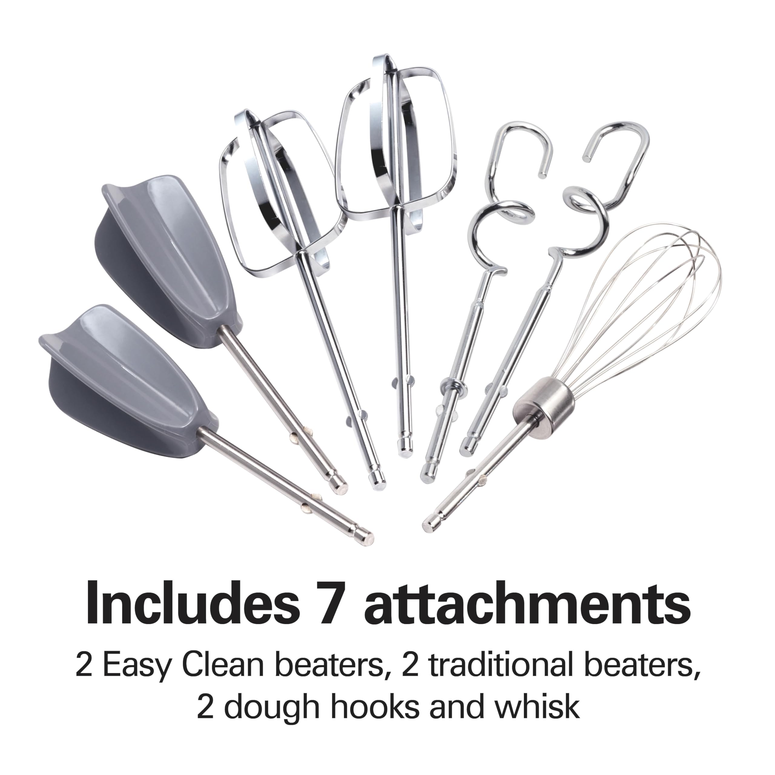 Hamilton Beach 6-Speed Electric Hand Mixer with Whisk, Dough Hooks and Easy Clean Beaters, Powerful 275 Watt Motor, Snap-On Storage Case,