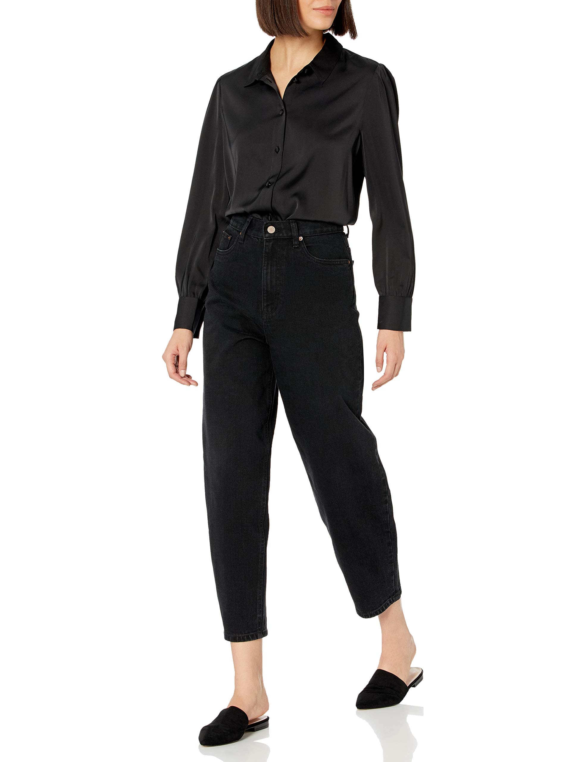 The Drop Women's @Lucyswhims Long-Sleeve Button-Down Stretch Satin Shirt