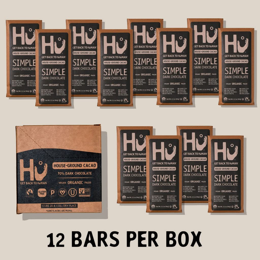 Hu Chocolate Bars | 8 Pack VARIETY SAMPLER PACK | Natural Organic Vegan, Gluten Free, Paleo, Non GMO, Fair Trade Dark Chocolate | 2.1oz Each