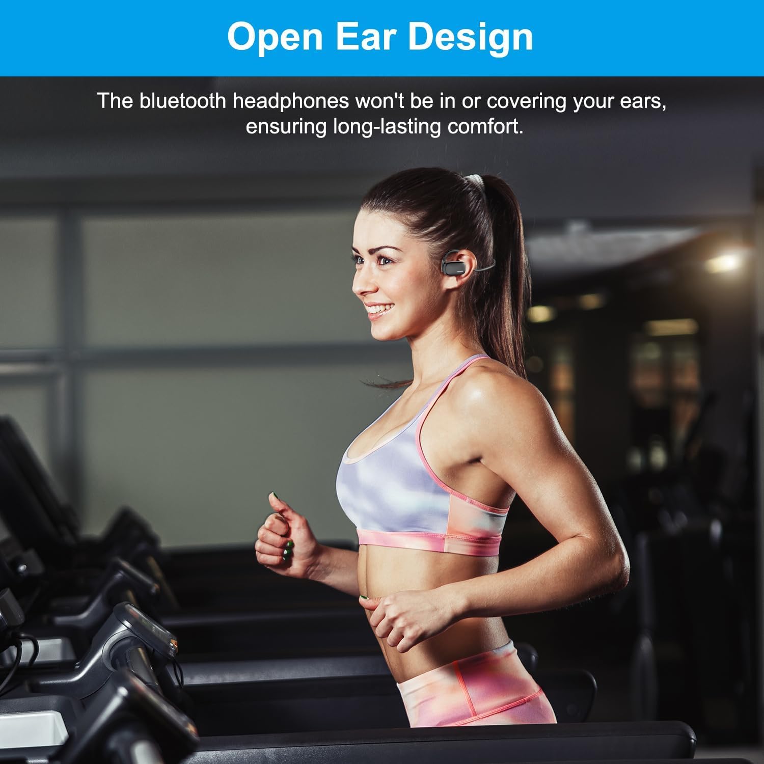 Bluetooth Headphones, LK12 Bluetooth Wireless Headphones with Noise Cancelling Mic, 15.4mm Diaphragm Driver, Open Ear Headset for Meeting Running Cycling (Pink-Louder Volume for Indoor Outdoor): Black