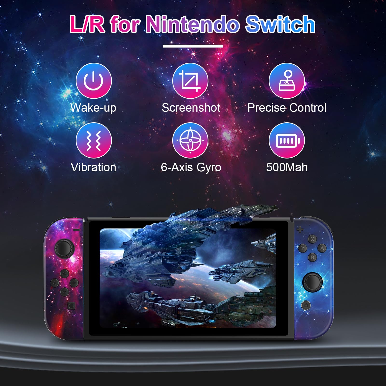Kvkdiir Controller for Nintendo Switch Controller for Switch/Lite/OLED, Replacement Controllers with Motion Sensing/Dual Vibration/Wake-up/Screenshot