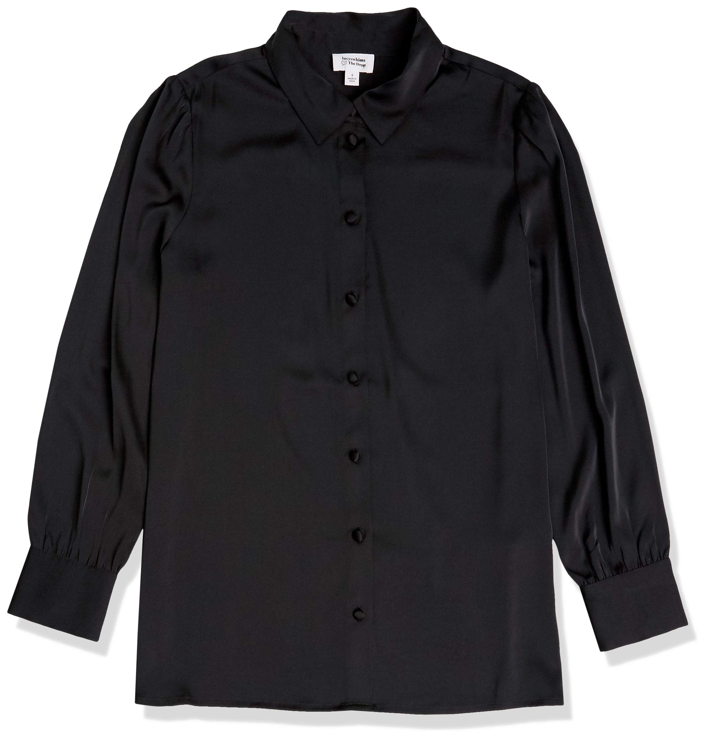 The Drop Women's @Lucyswhims Long-Sleeve Button-Down Stretch Satin Shirt