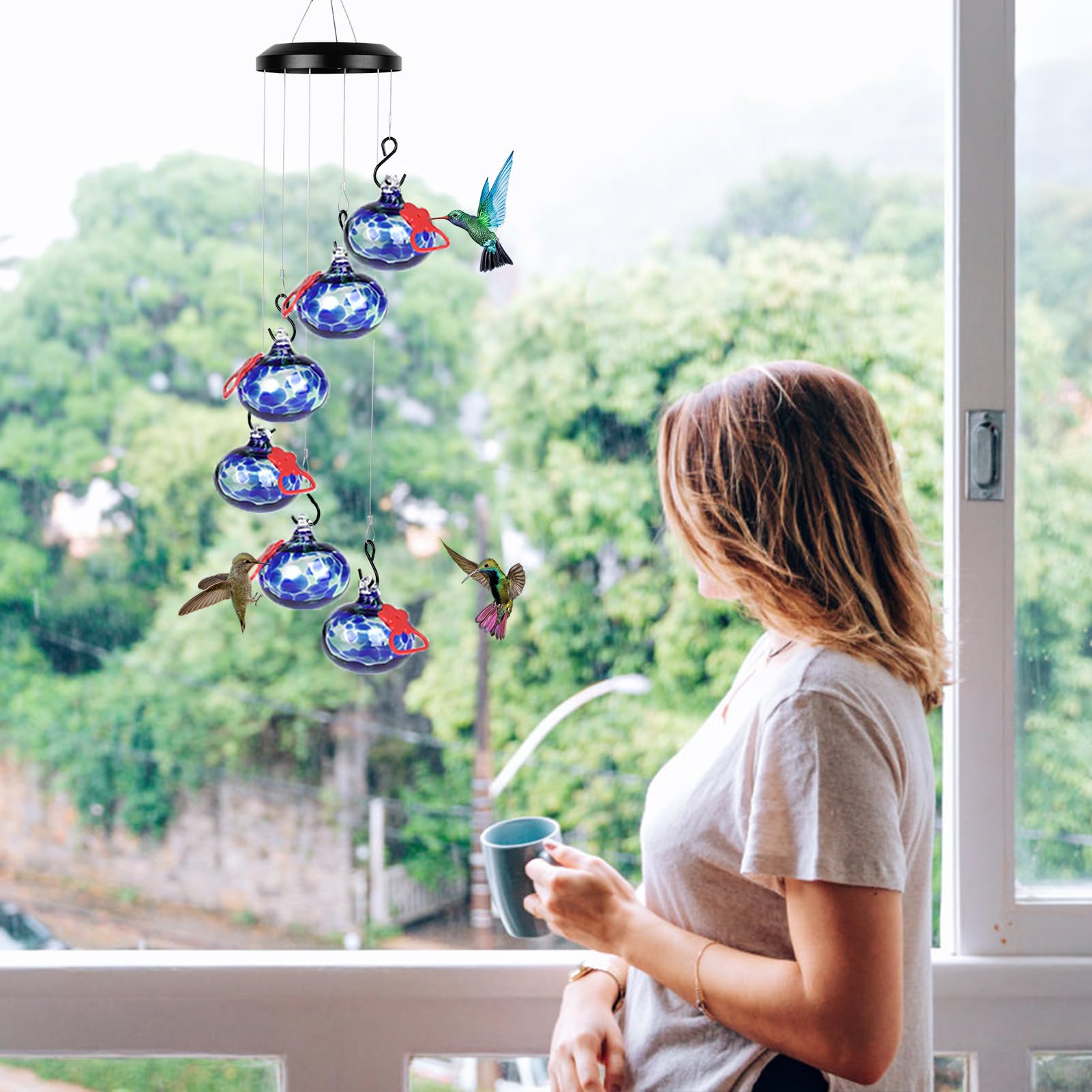 Headak Life Charming Wind Chimes Hummingbird feeders for Outdoors Hanging ant and bee Proof,Never Leak,Perfect Garden Decor for Outside