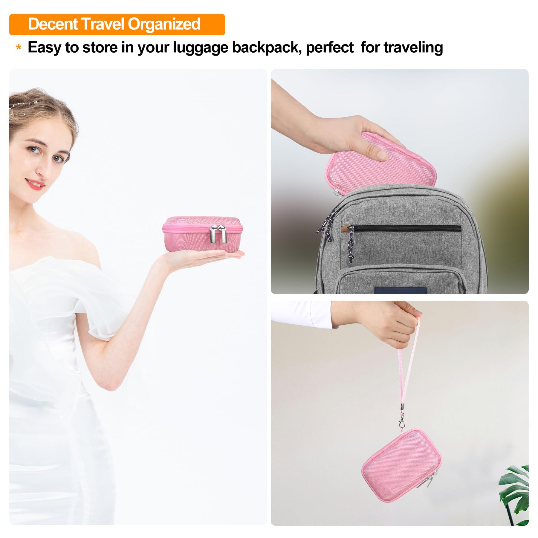 Elonbo Carrying Case for Sony ZV-1F/ ZV-1 II/ZV-1 Vlog Digital Camera for Content Creators, Sony ZV1 Vlogging Camera Hard Travel Bag, Mesh Pocket fits Battery Card Reader Cable, Pink