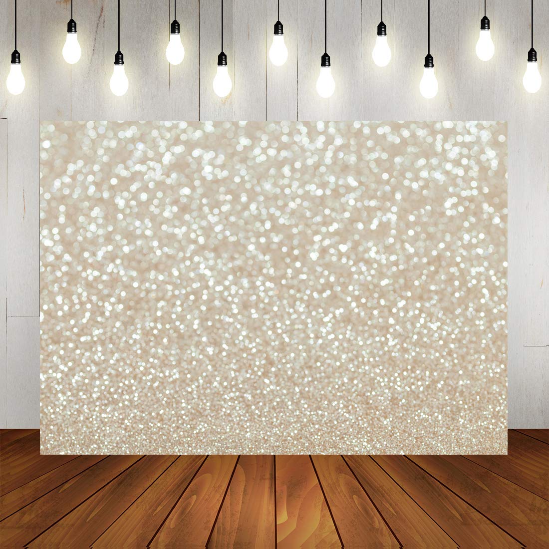 White Gold Abstract Photography Backdrop Golden Spots Shinning?Not Glitter Background Weeding Baby Shower Newborn Baby Portrait Photo Studio Props White Gold Abstract Bokeh Background