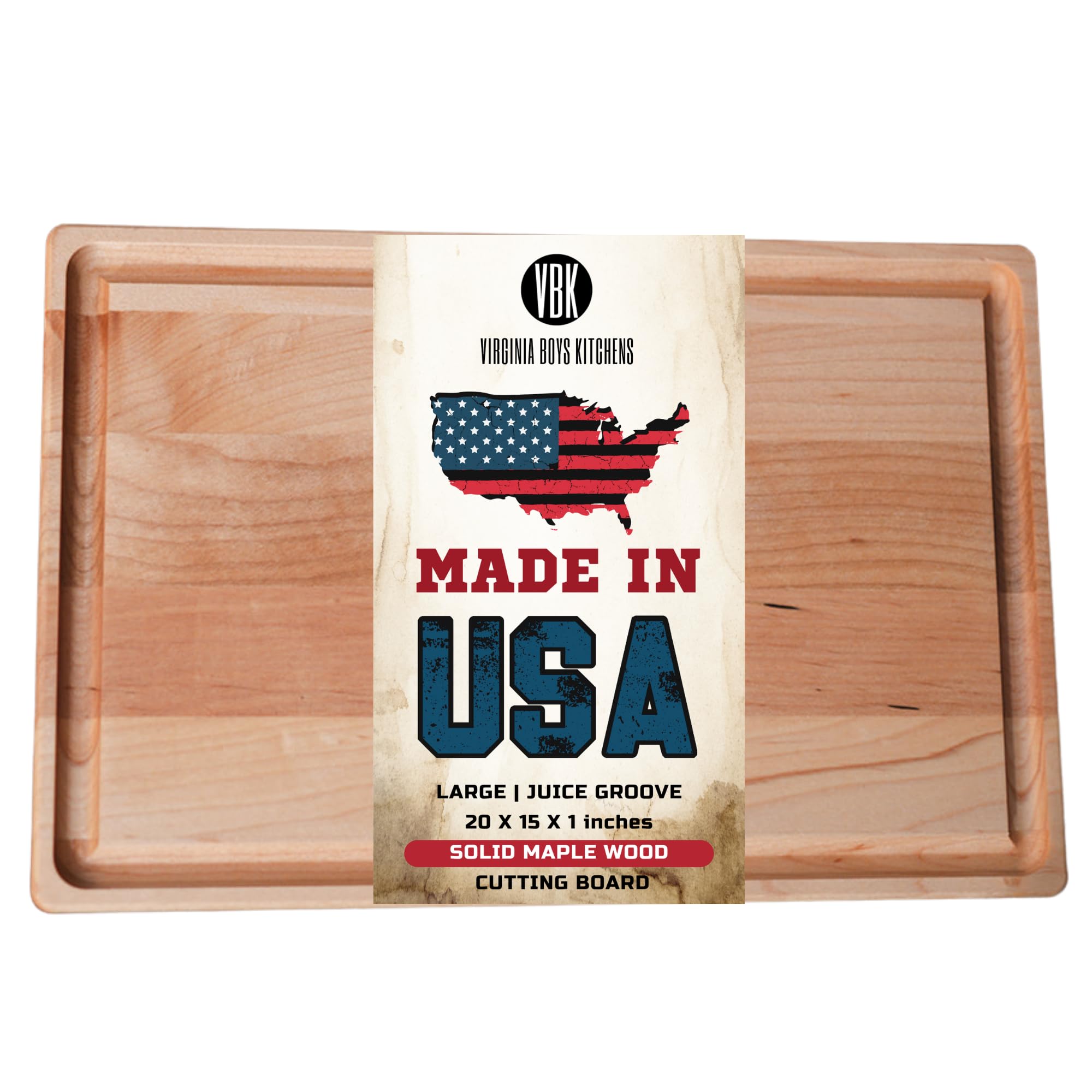 Made in USA Black Walnut Wood Cutting Board by Virginia Boys Kitchens - Butcher Block Wooden Carving Board with Juice Well made from Sustainable Hardwood (17x11)